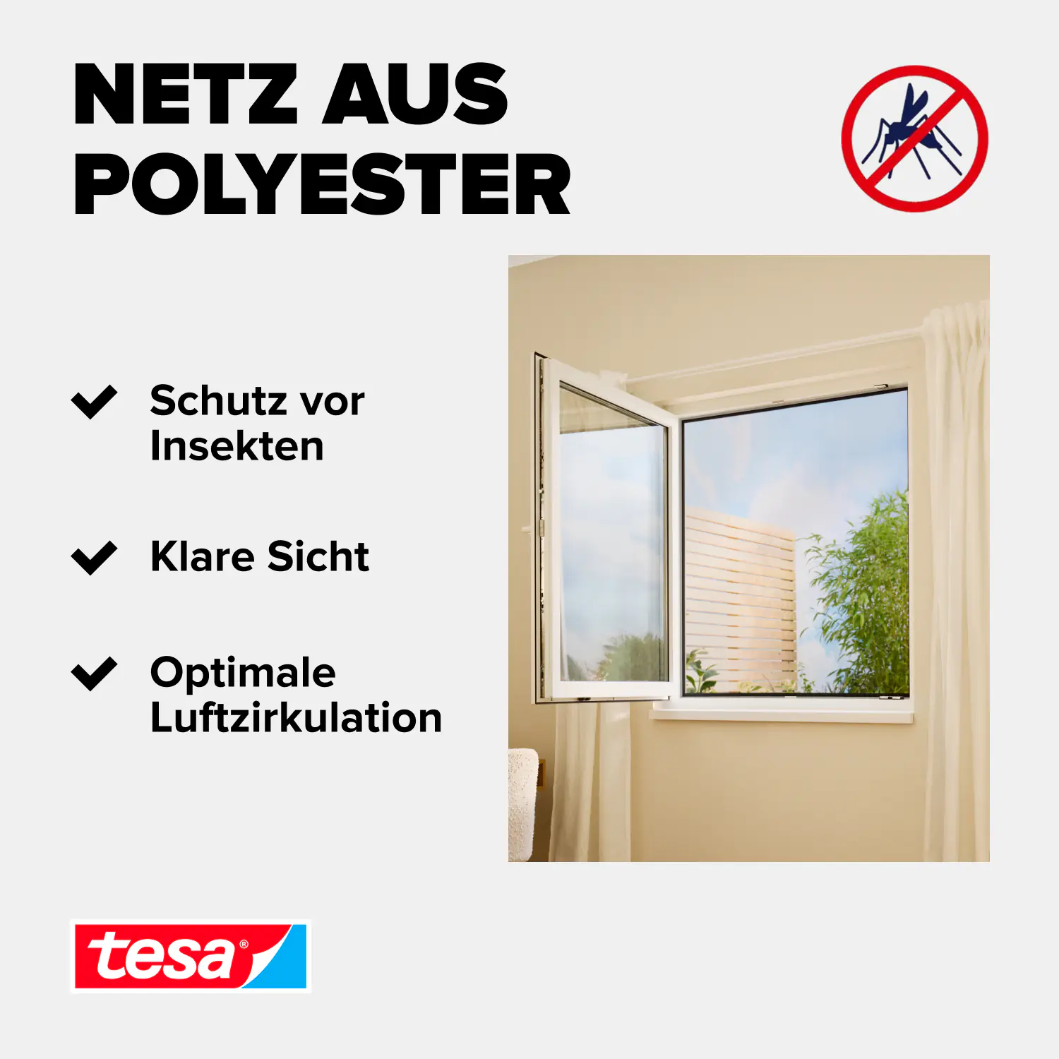tesa Fliegengitter 100 x 100 cm anthrazit individuell kürzbar
