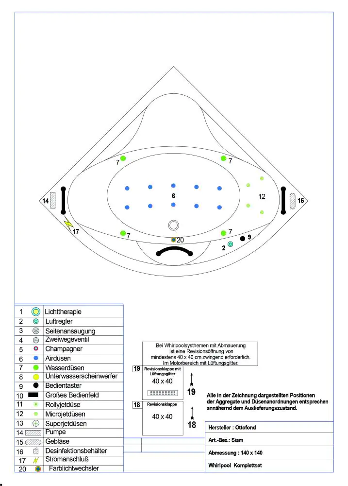 Ottofond Whirlpool-Komplettset Siam 140 cm, weiß