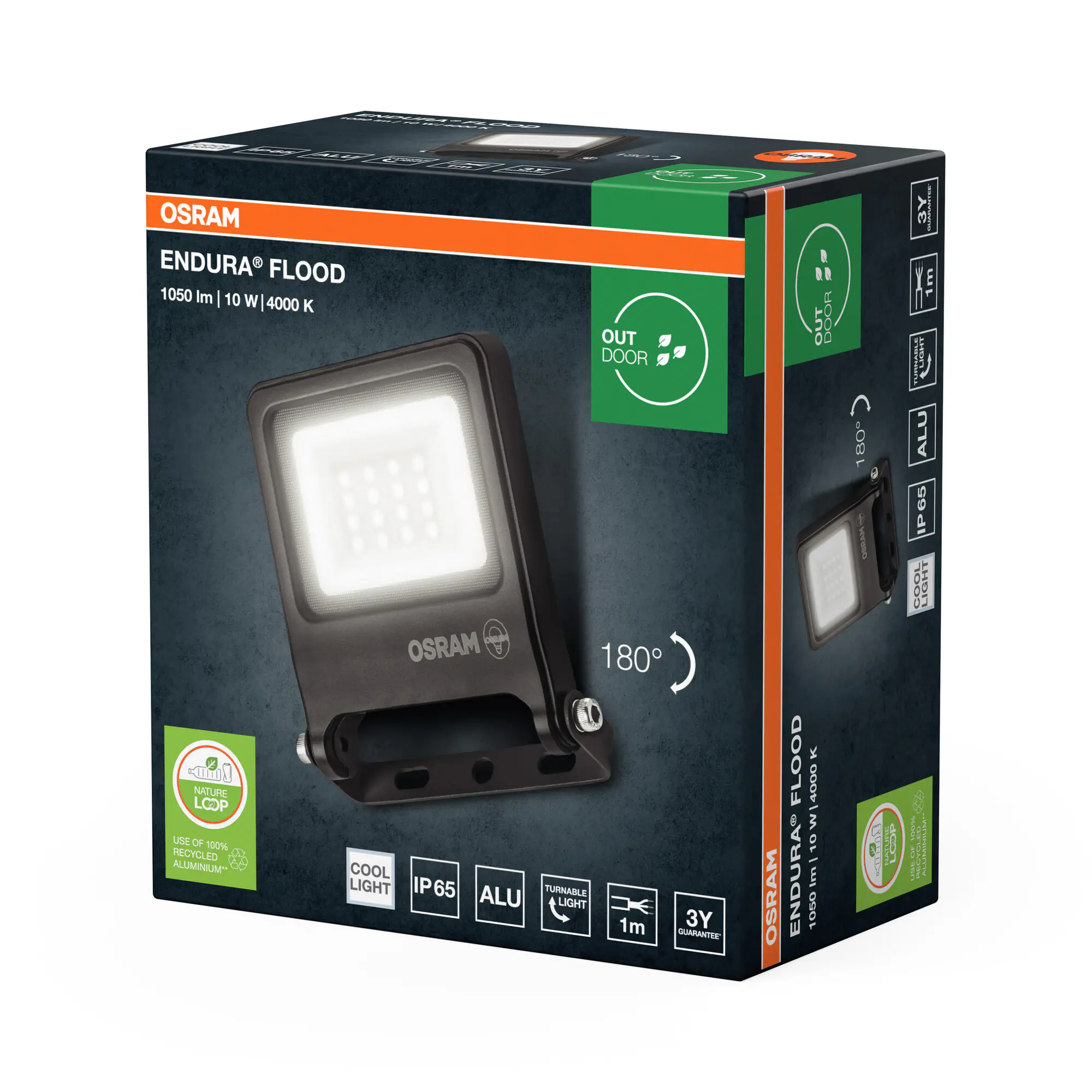 Osram Außenleuchte ENDURA Flood 10W PCR dunkelgrau kaltweiß