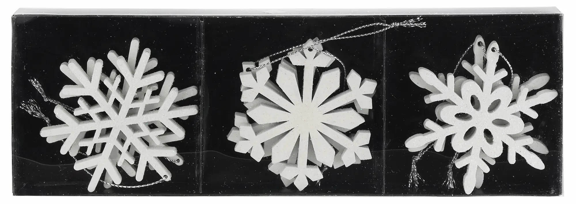 Weihnachtsanhänger Kristalle aus Holz 7 cm weiß 6 Stück