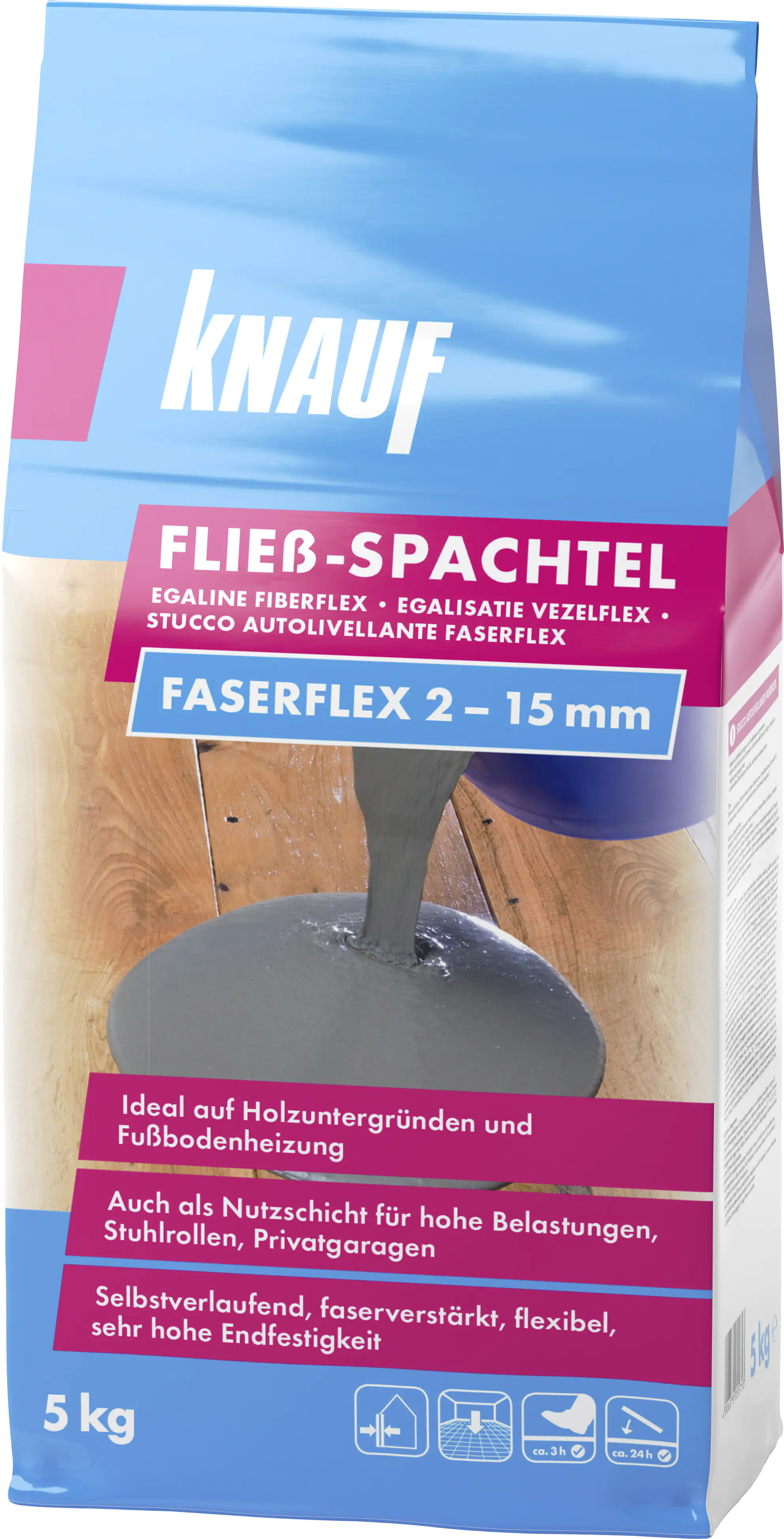 Knauf Fließspachtel Faserflex grau, 5 kg, für Innen und Außen Knauf Fließspachtel Faserflex grau, 5 kg, für Innen und Außen