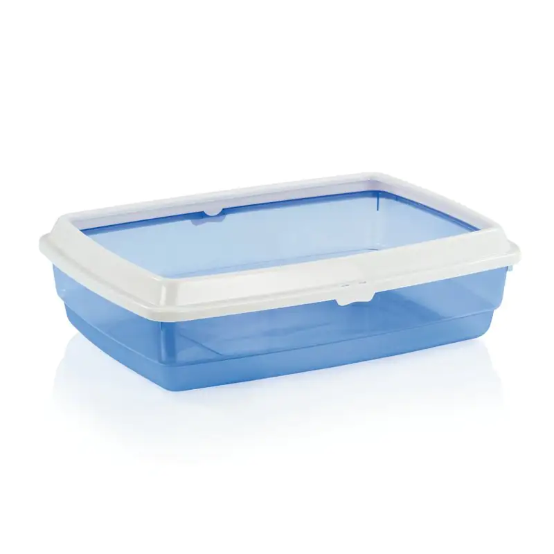 Ollesch Katzentoilette W-Cat mit Rand hellgrau-weiß 53 x 38 x 16 cm