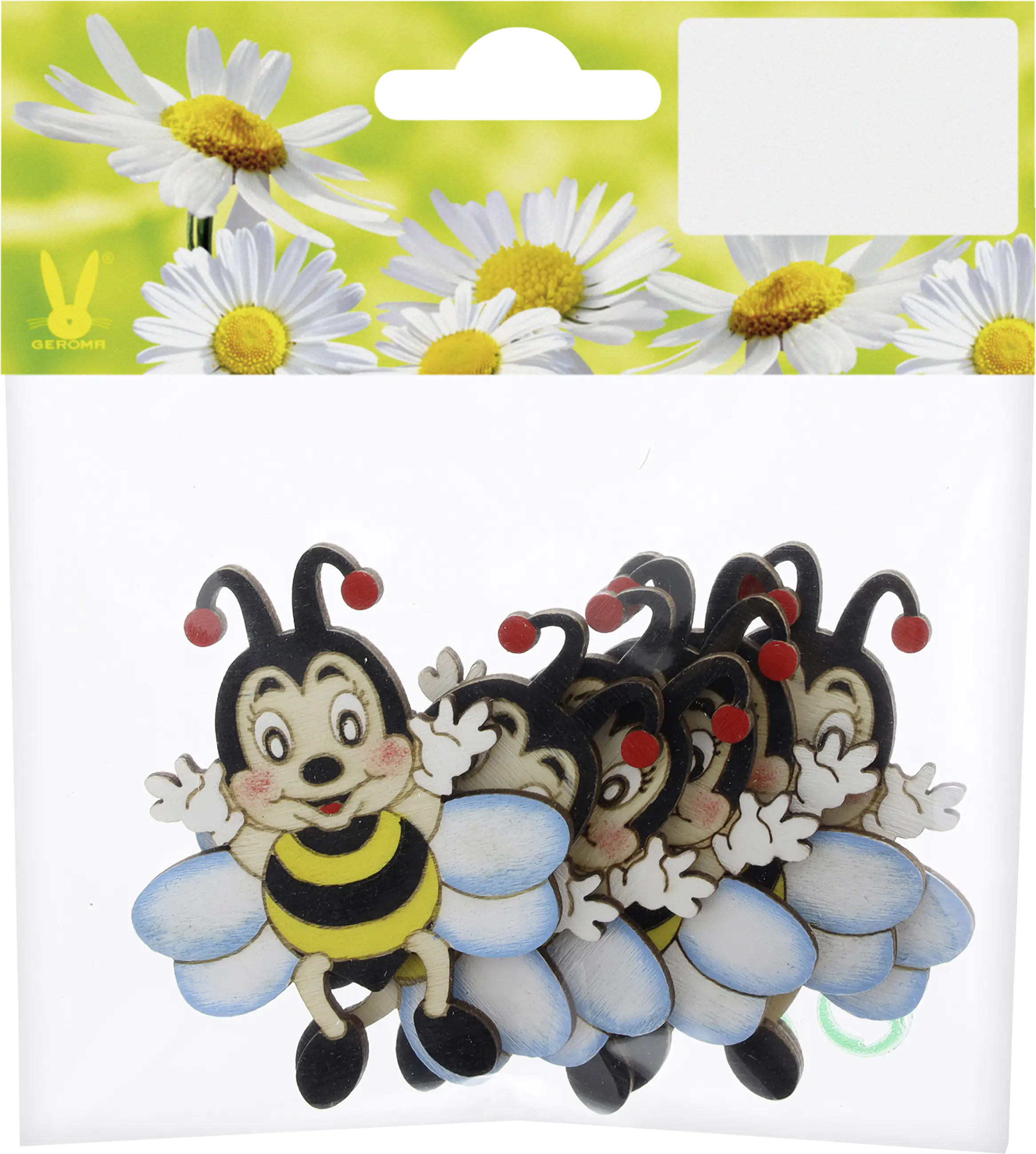 Streudeko Bienen Holz 6 x 5 cm 6 Stück natur gelb schwarz