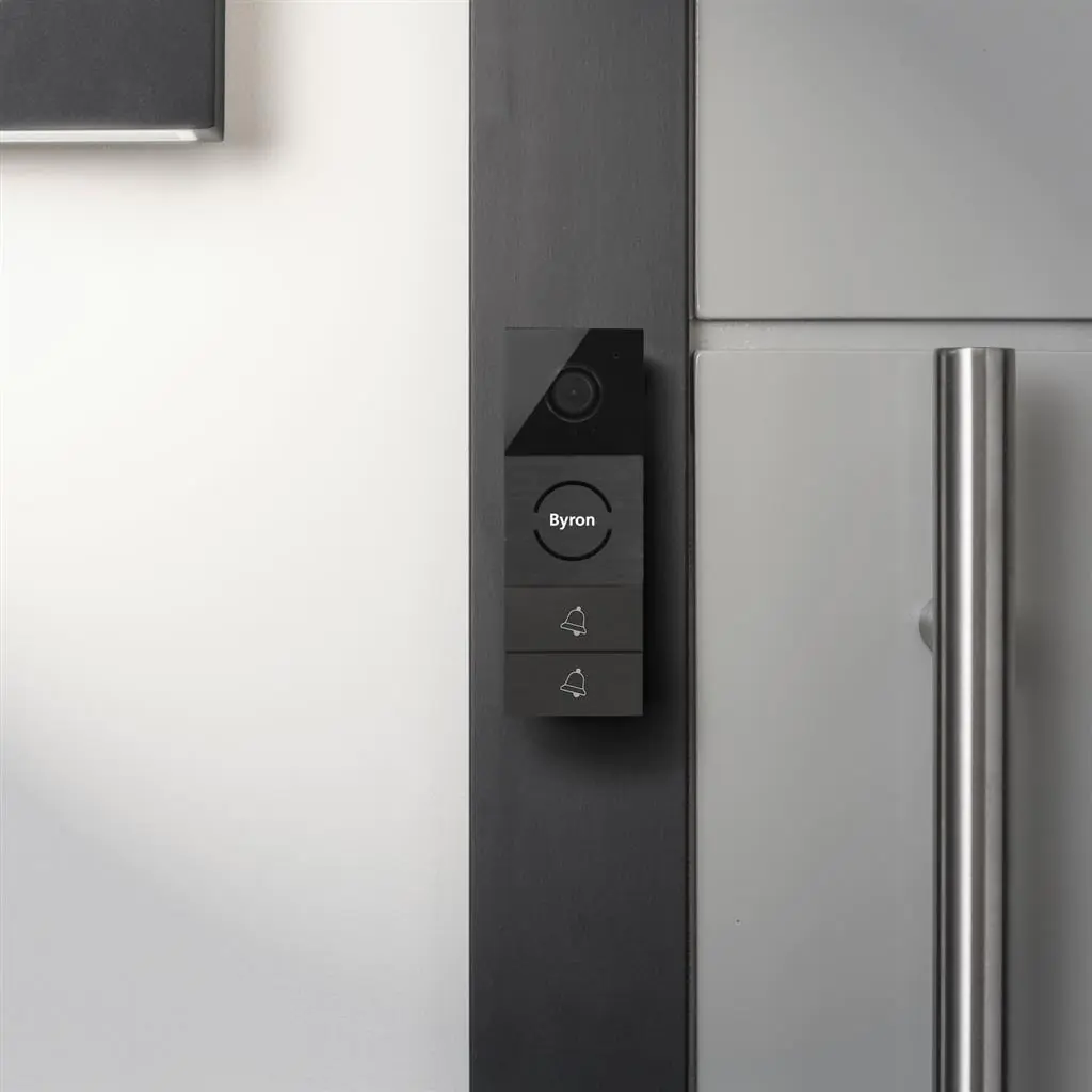 Byron Video-Türsprechanlage schwarz 2 Monitore mit Klingeltaster DIC-24122