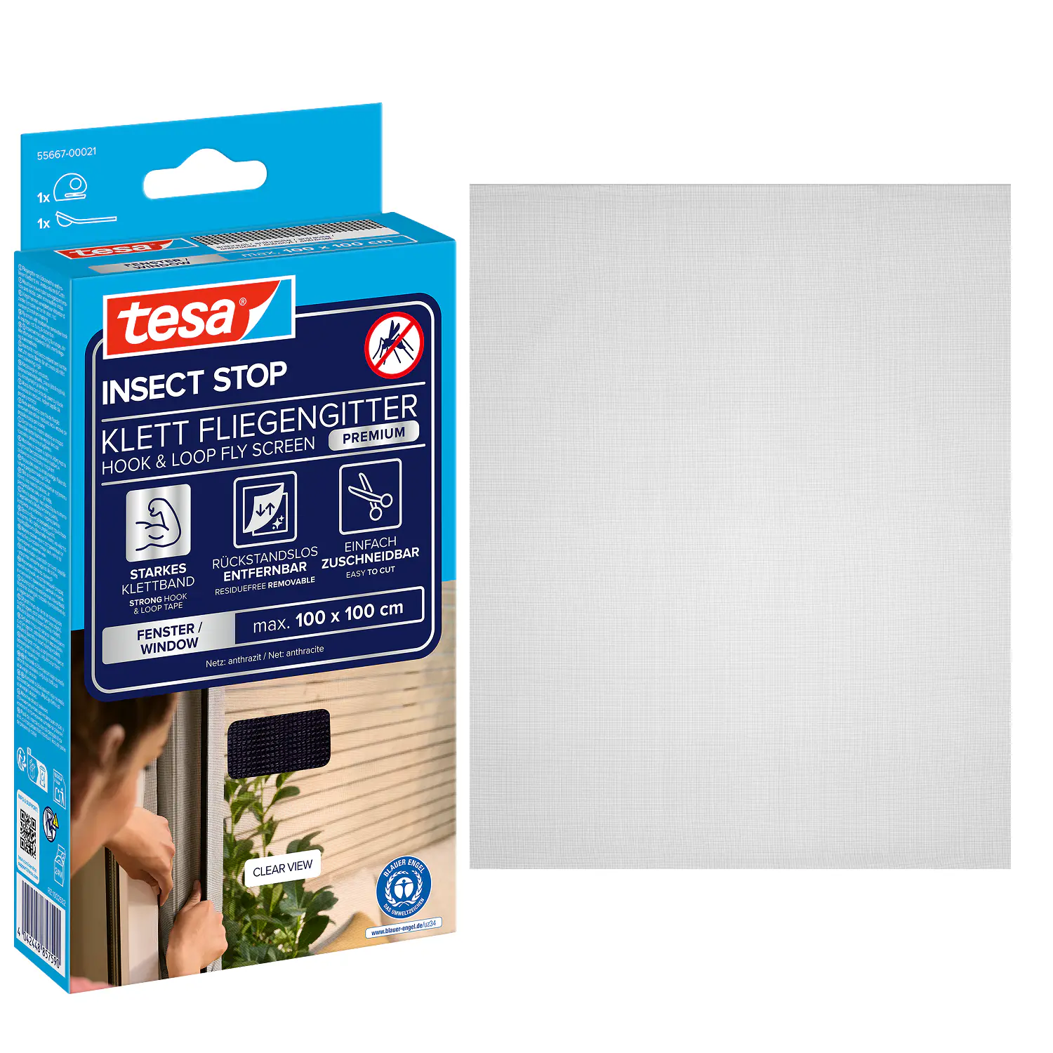tesa Insektenschutz-Fenster COMFORT 100 x 100 cm anthrazit