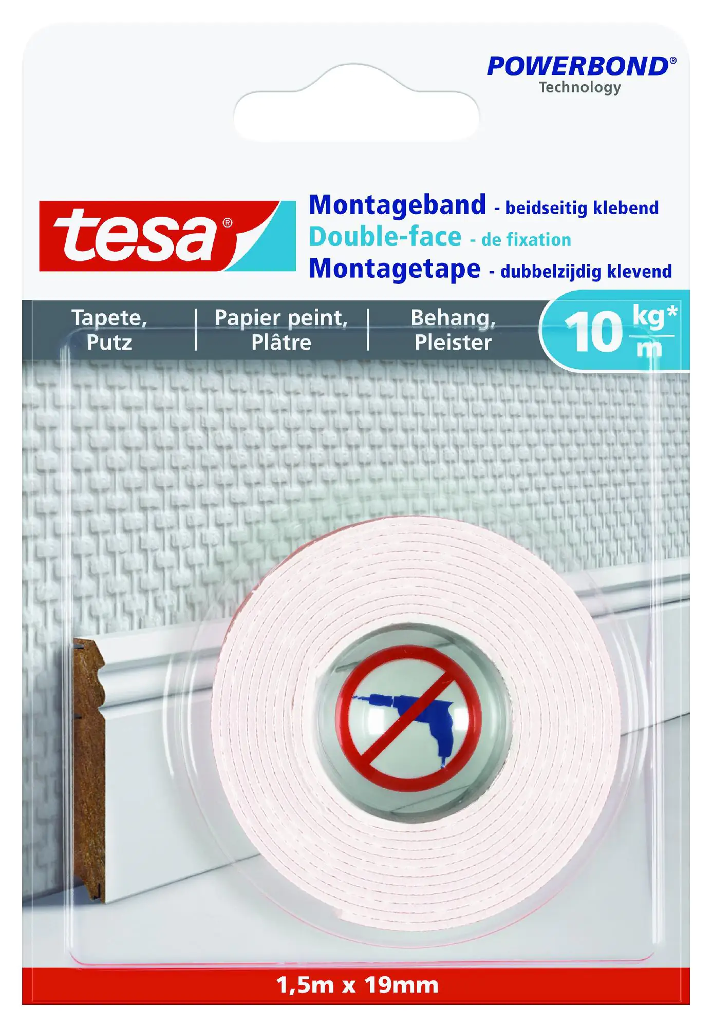 tesa Montageband 1,5 m x 19 mm, weiß tesa Montageband 1,5 m x 19 mm, weiß