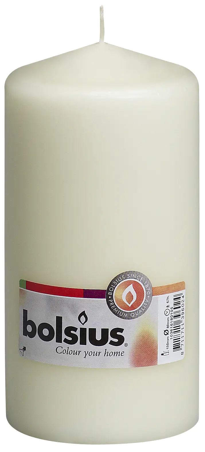 Bolsius Stumpenkerze elfenbein, Höhe 15 cm, Ø 7,8 cm