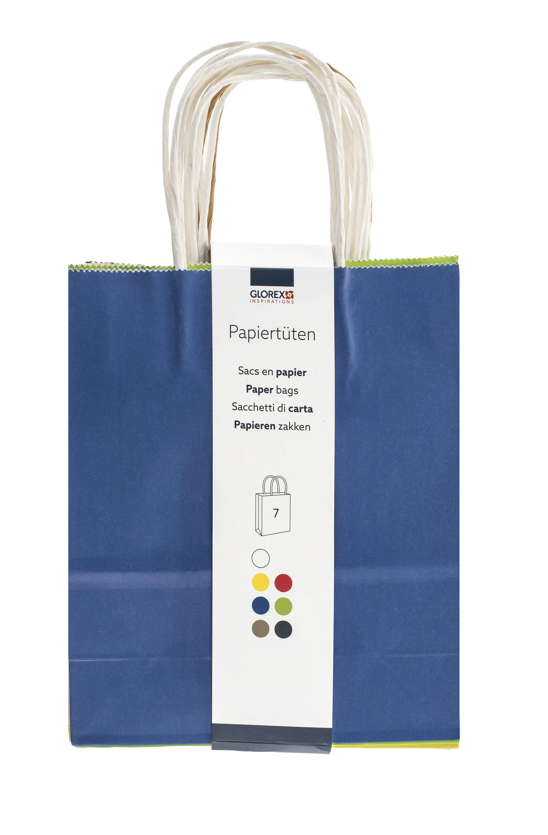 Glorex Papiertragetasche mit Kordelgriff 18 x 21 x 8 cm 7 Stück