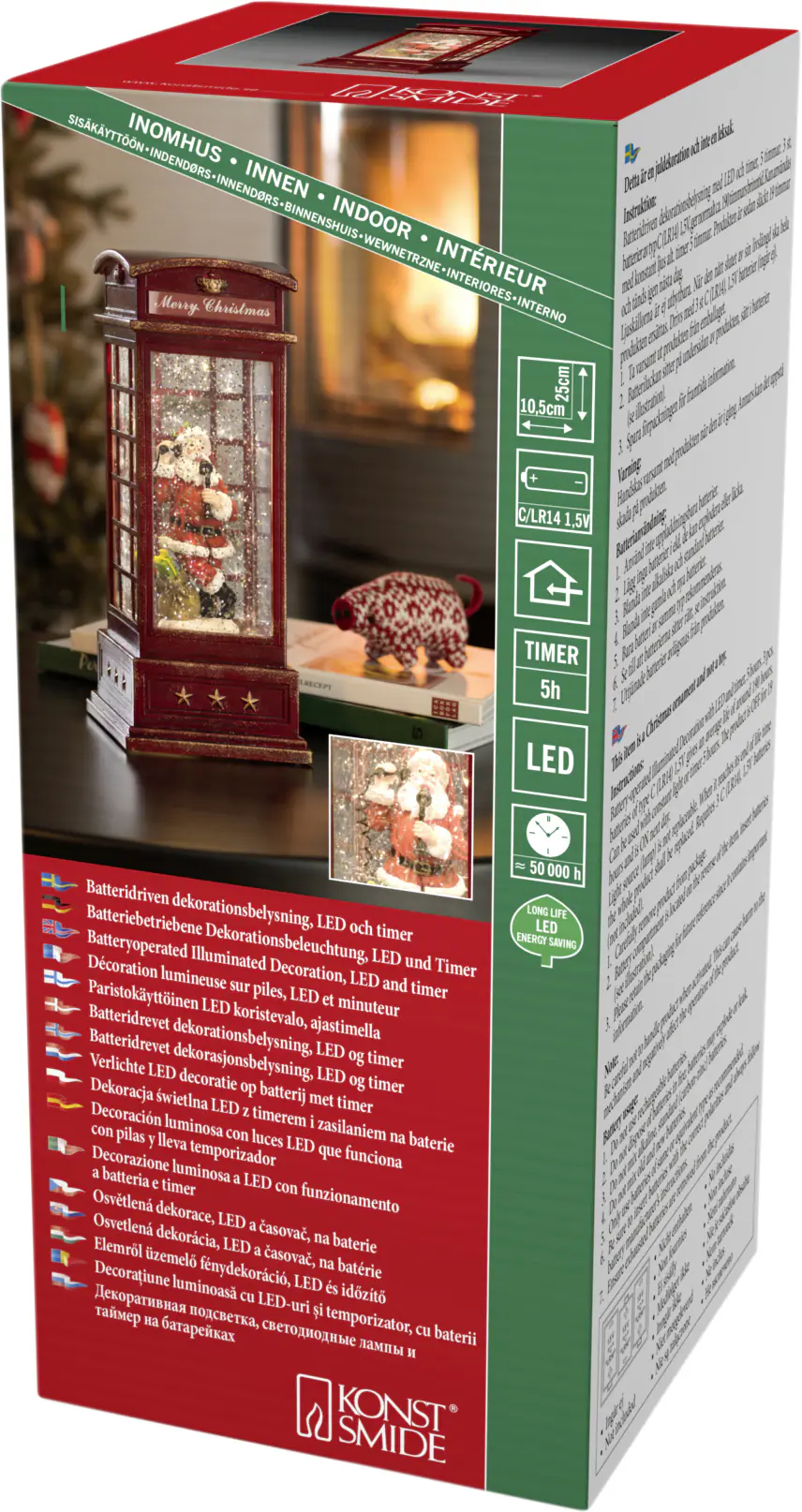 Konstsmide LED Telefonzelle mit Weihnachtsmann Höhe: 25 cm