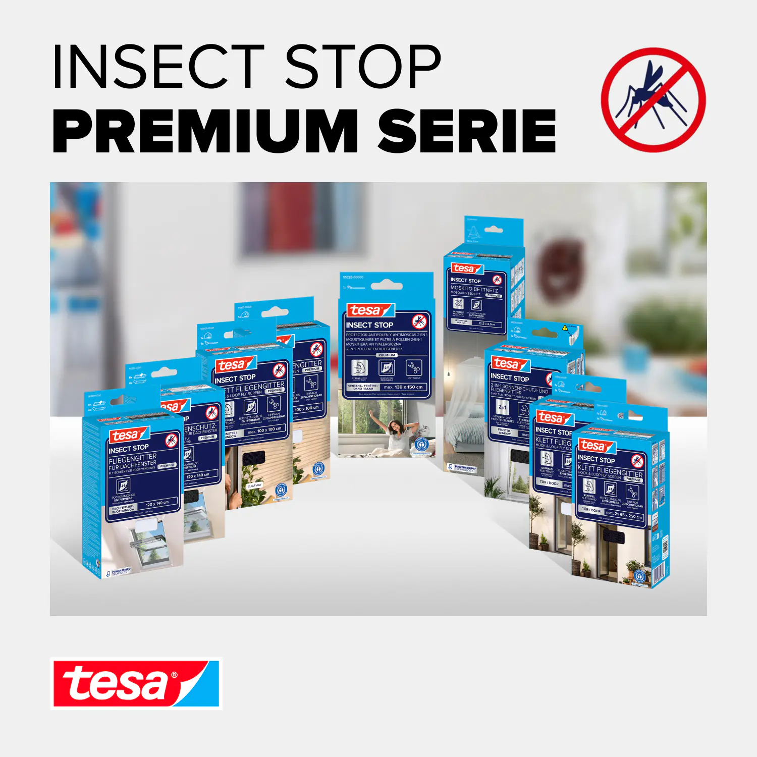 tesa Insektenschutz-Fenster COMFORT 130 x 130 cm anthrazit