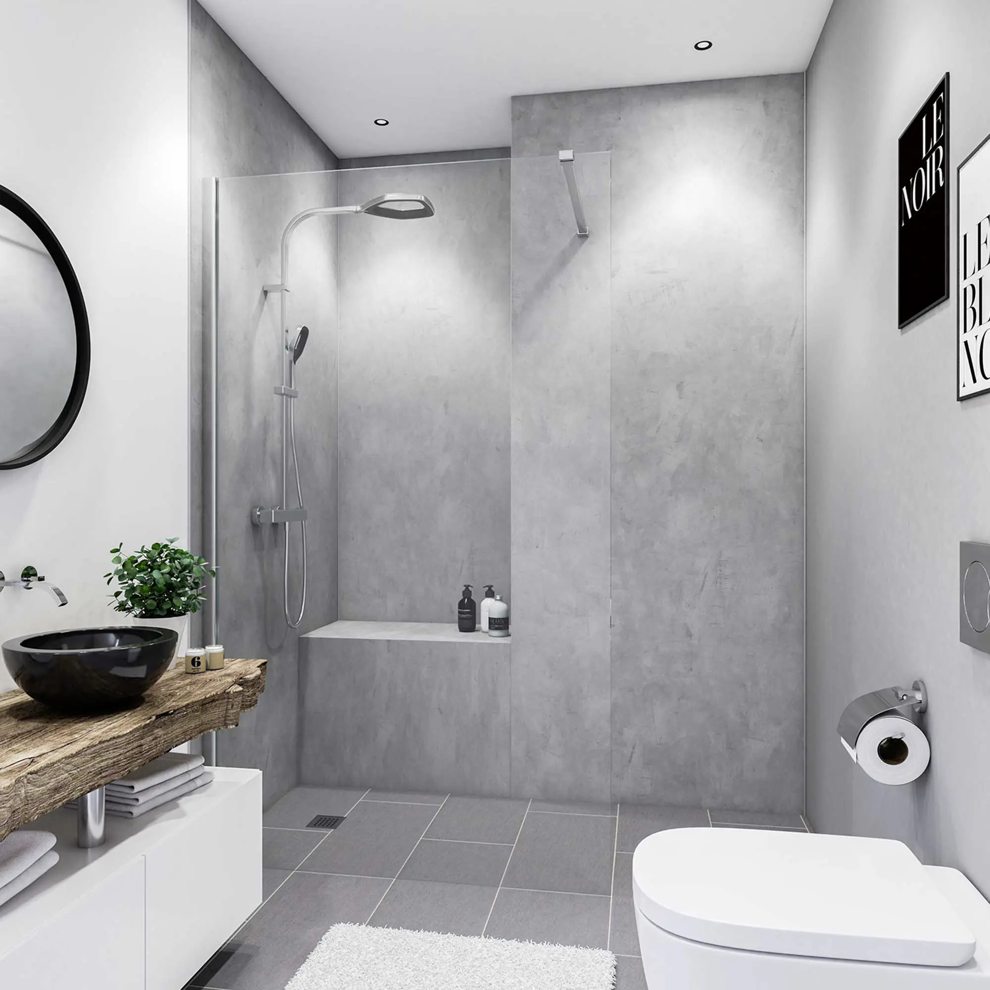 Breuer Duschrückwand Beton Optik grau Dekor 150 x 255 x 0,3 cm Breuer Duschrückwand Beton Optik grau Dekor 150 x 255 x 0,3 cm