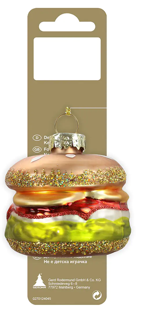 Weihnachtsanhänger Hamburger aus Echtglas 5 cm Weihnachtsanhänger Hamburger aus Echtglas 5 cm