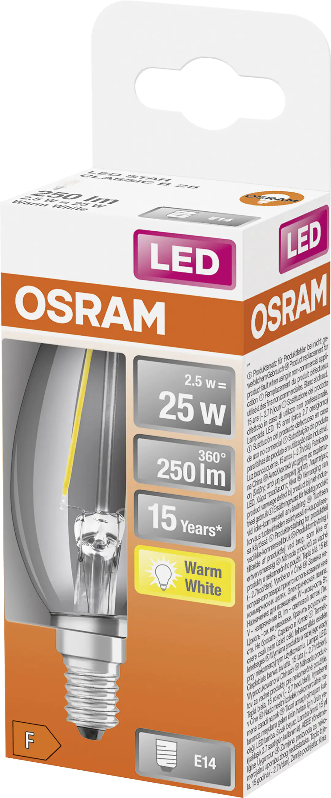 Osram LED Leuchtmittel Retrofit CLB 25 E14 2,5W warmweiß, klar Osram LED Leuchtmittel Retrofit CLB 25 E14 2,5W warmweiß, klar