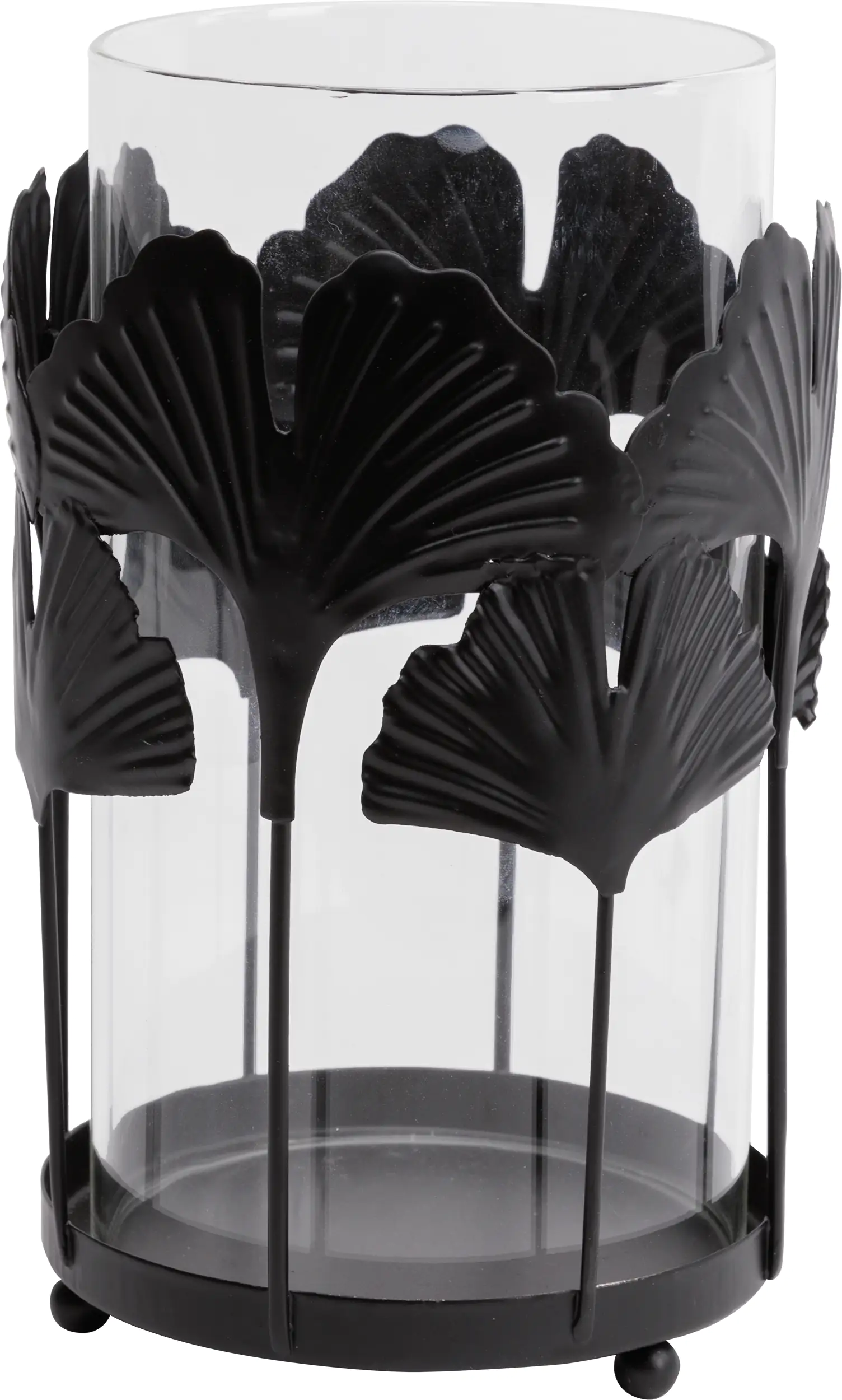 TrendLine Deko Windlicht Metall 16 cm schwarz Gingko
