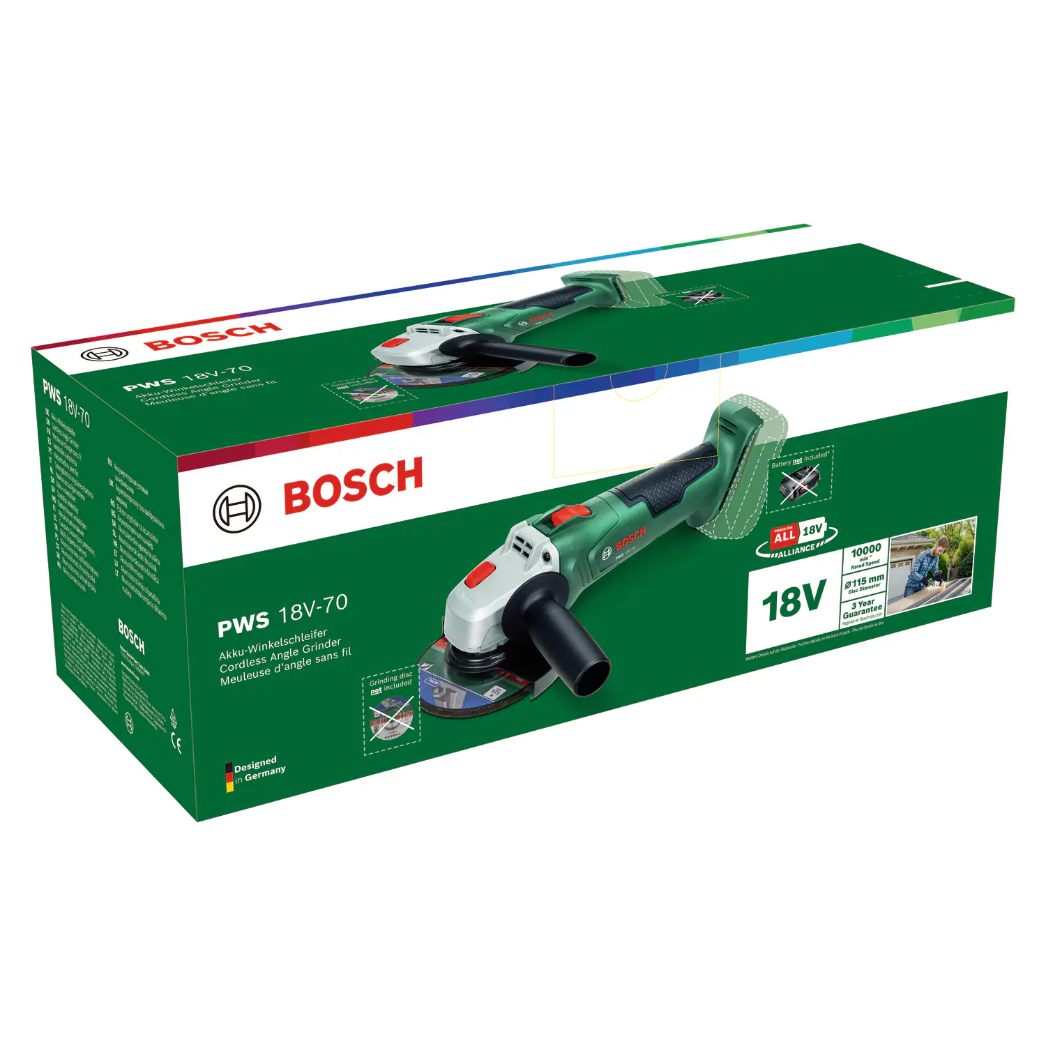Bosch Akku-Winkelschleifer PWS 18V-70 125 mm Solo Bosch Akku-Winkelschleifer PWS 18V-70 125 mm Solo