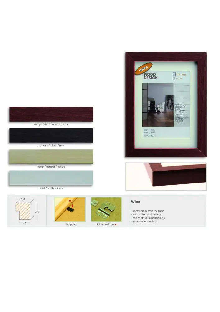 Holz Bilderrahmen Wien schwarz, 30 x 40 cm