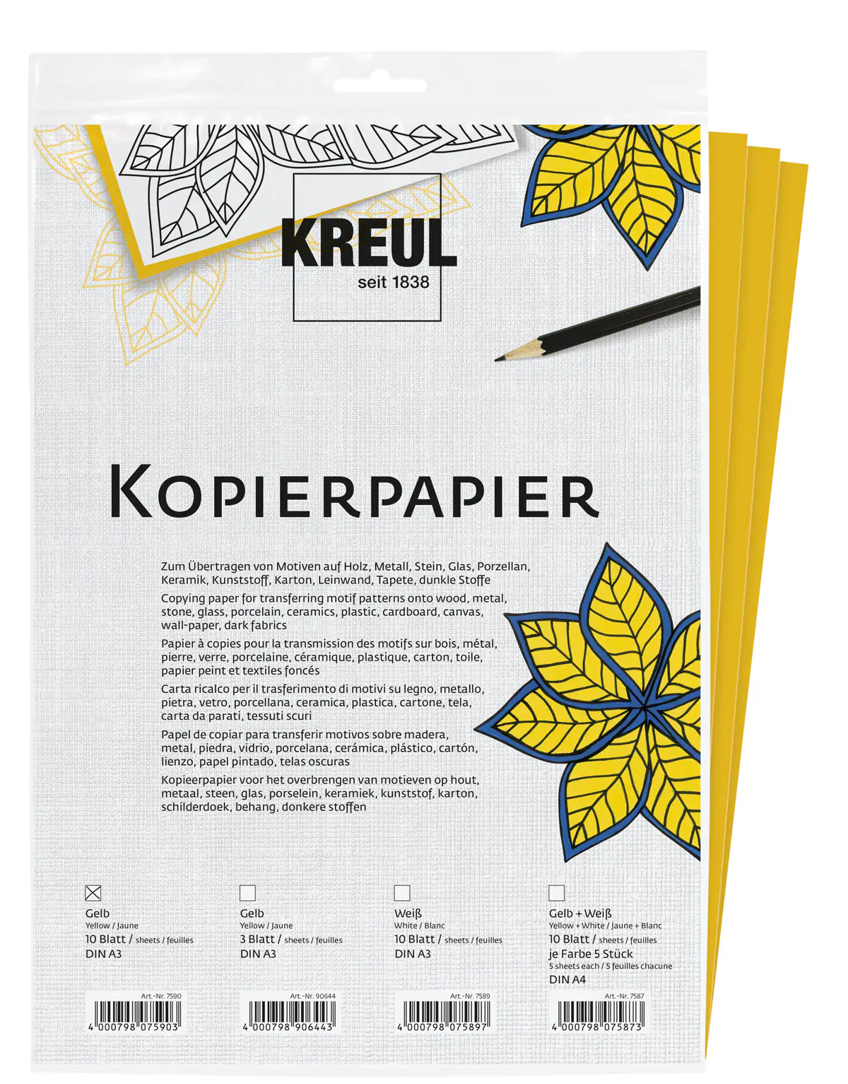 Kreul Kopierpapier Gelb 3 Bögen DIN A3