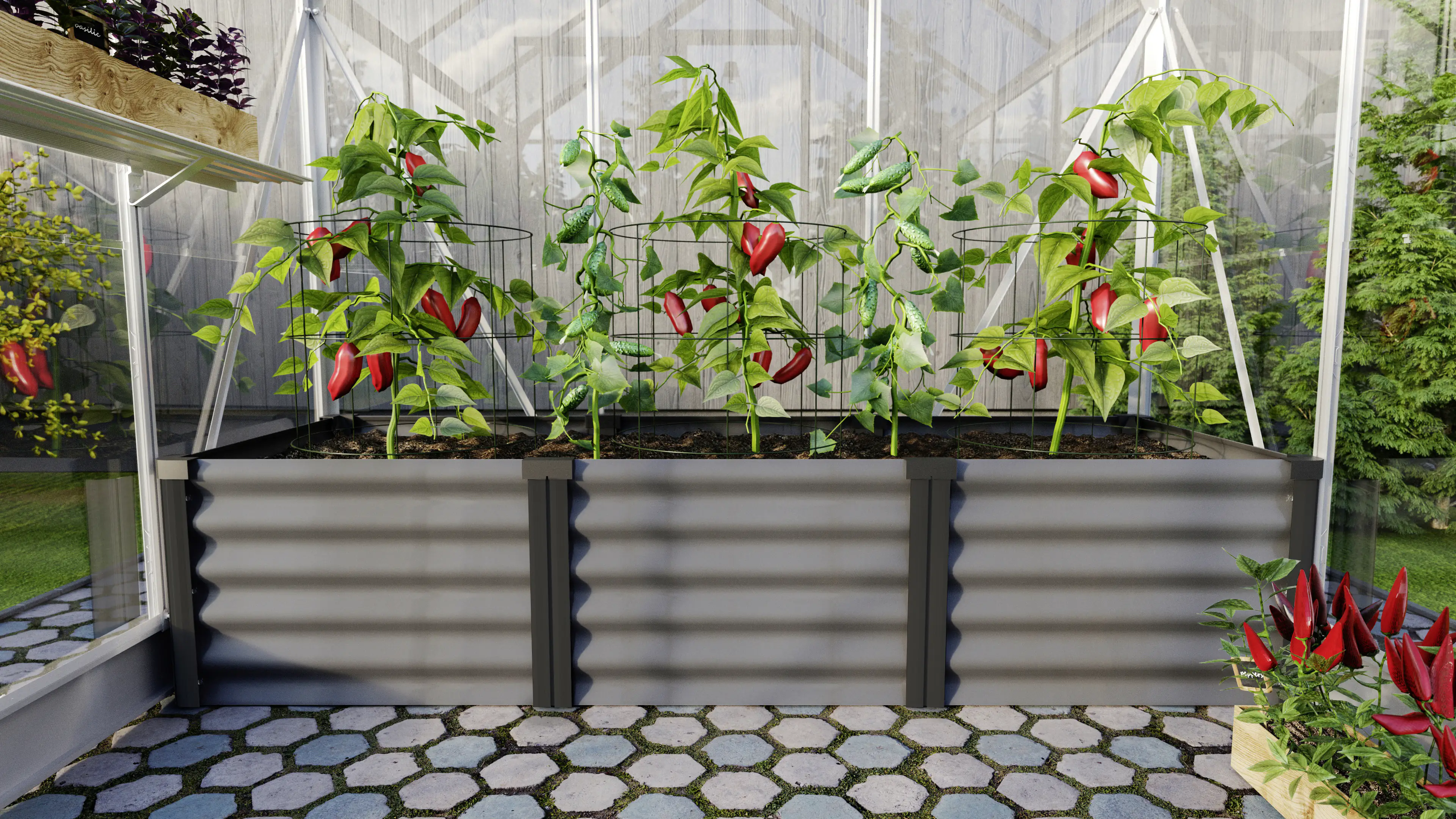 Vitavia Hochbeet Meta 65 x 185 x 40 cm granit schwarz