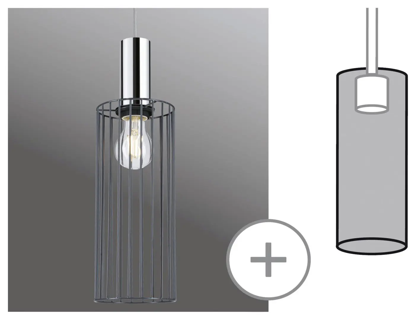 Paulmann URail Lampenschirm Biraha 2Easy anthrazit 12 x 29 cm