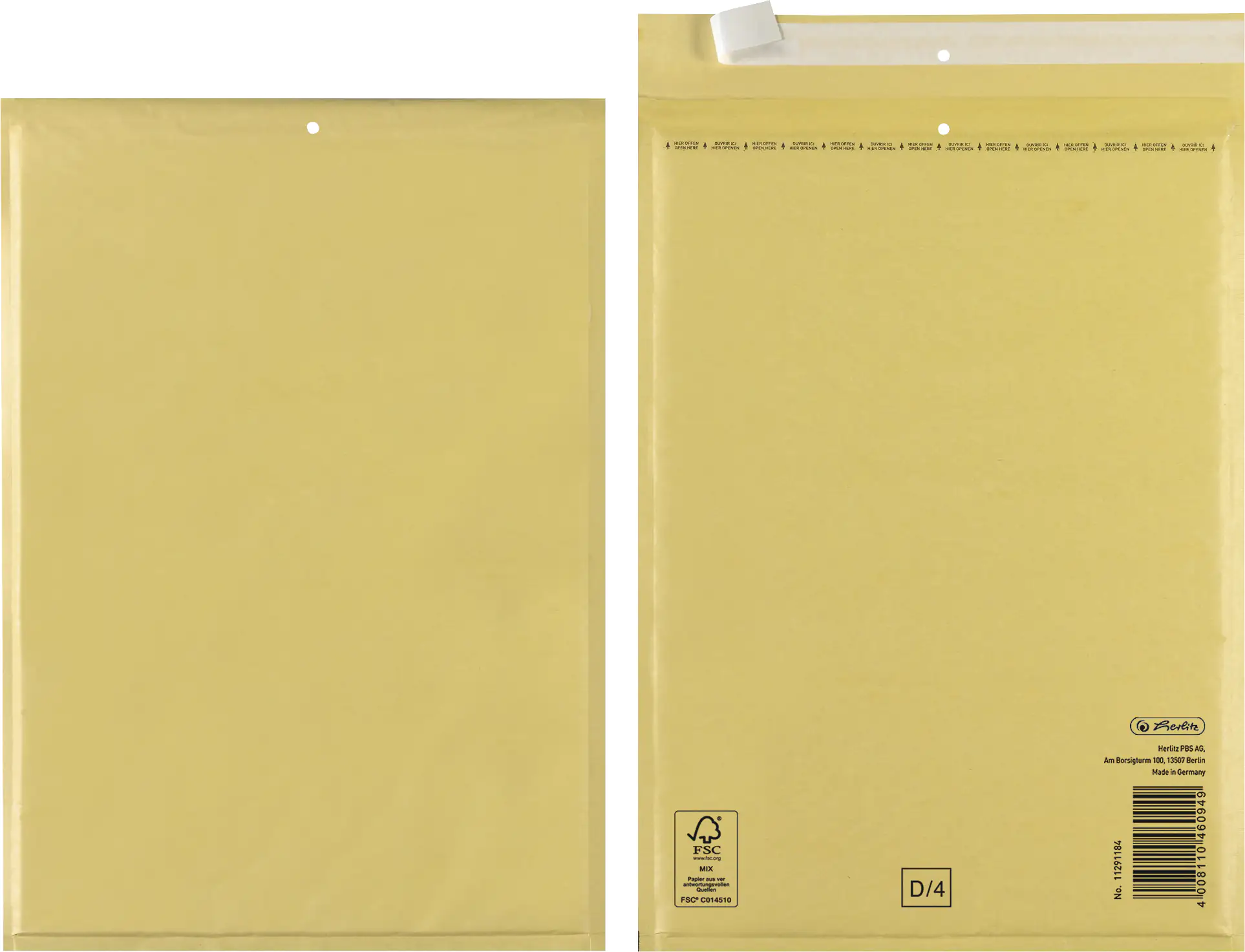 herlitz Luftpolstertasche D4 3 Stück braun