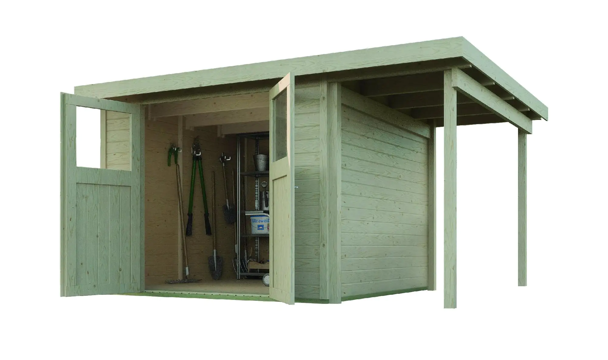 Weka Gartenhaus Mina 369 x 250 cm natur mit Fußboden