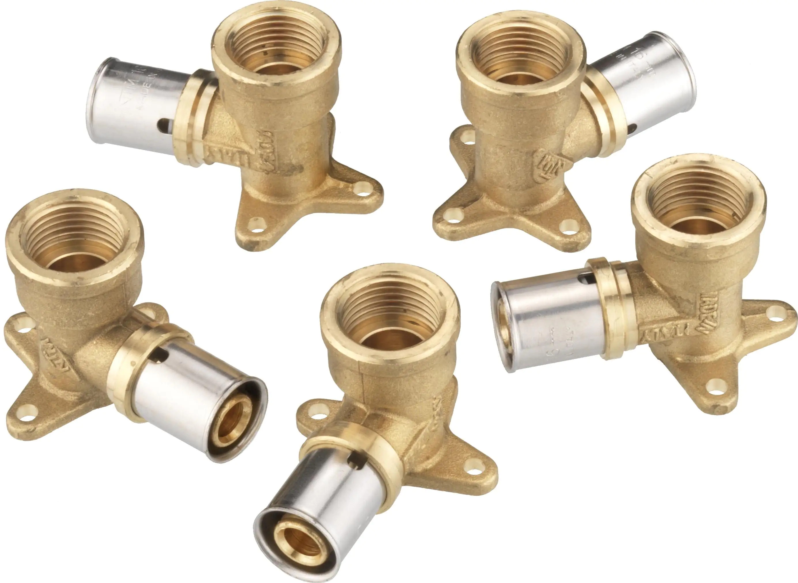 Cornat Press-Wandscheibe Messing/Edelstahl ø 16 mm 1/2" IG 5 Stück