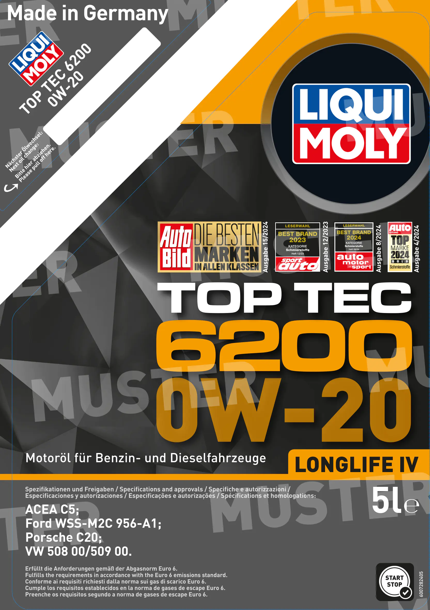 Liqui Moly Motoröl Top Tec 6200 0W-20 5 L Liqui Moly Motoröl Top Tec 6200 0W-20 5 L