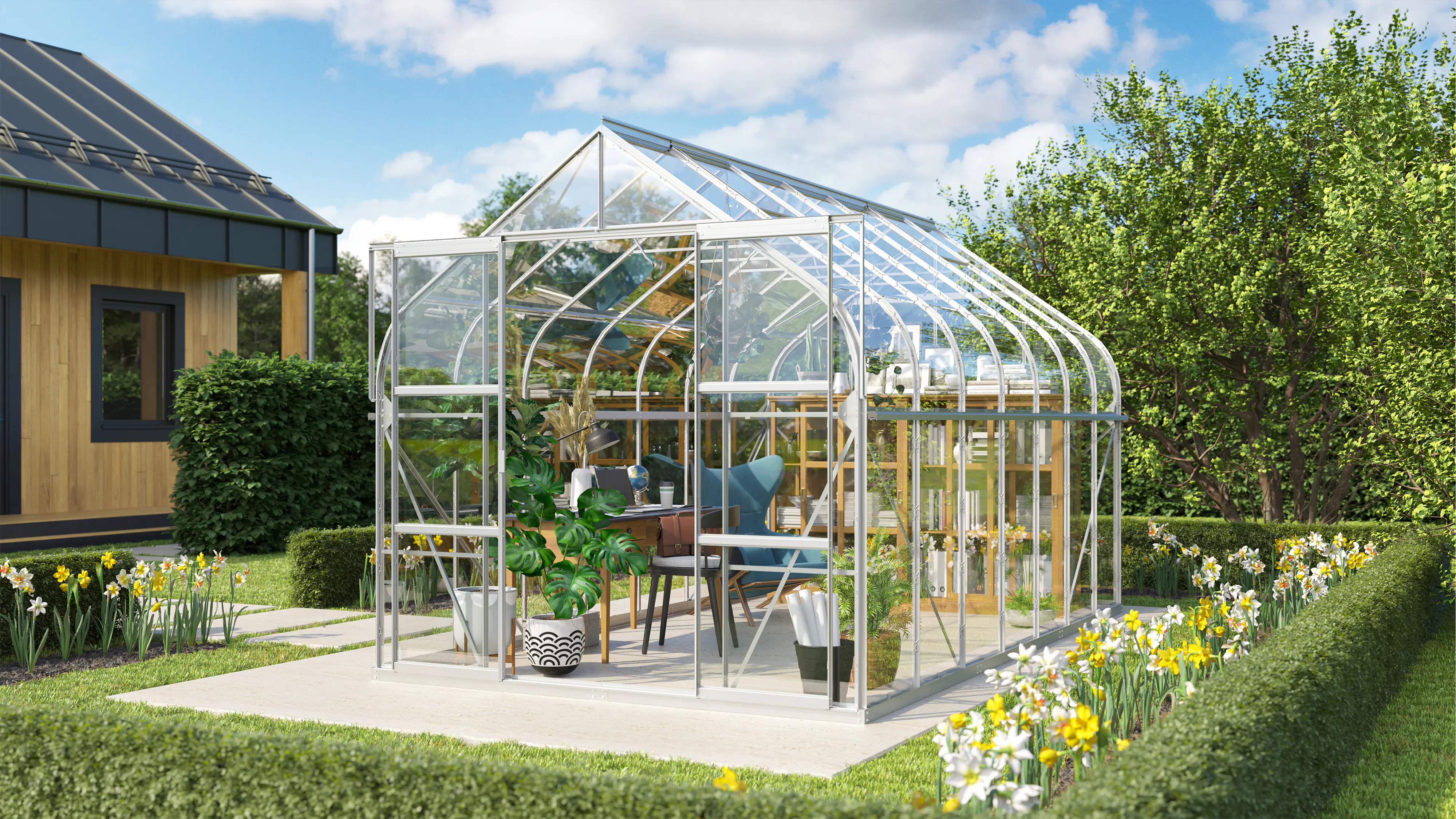 Vitavia Gewächshaus-Set-Set Dione 11500 ESG 3 mm alu 254 x 441 cm