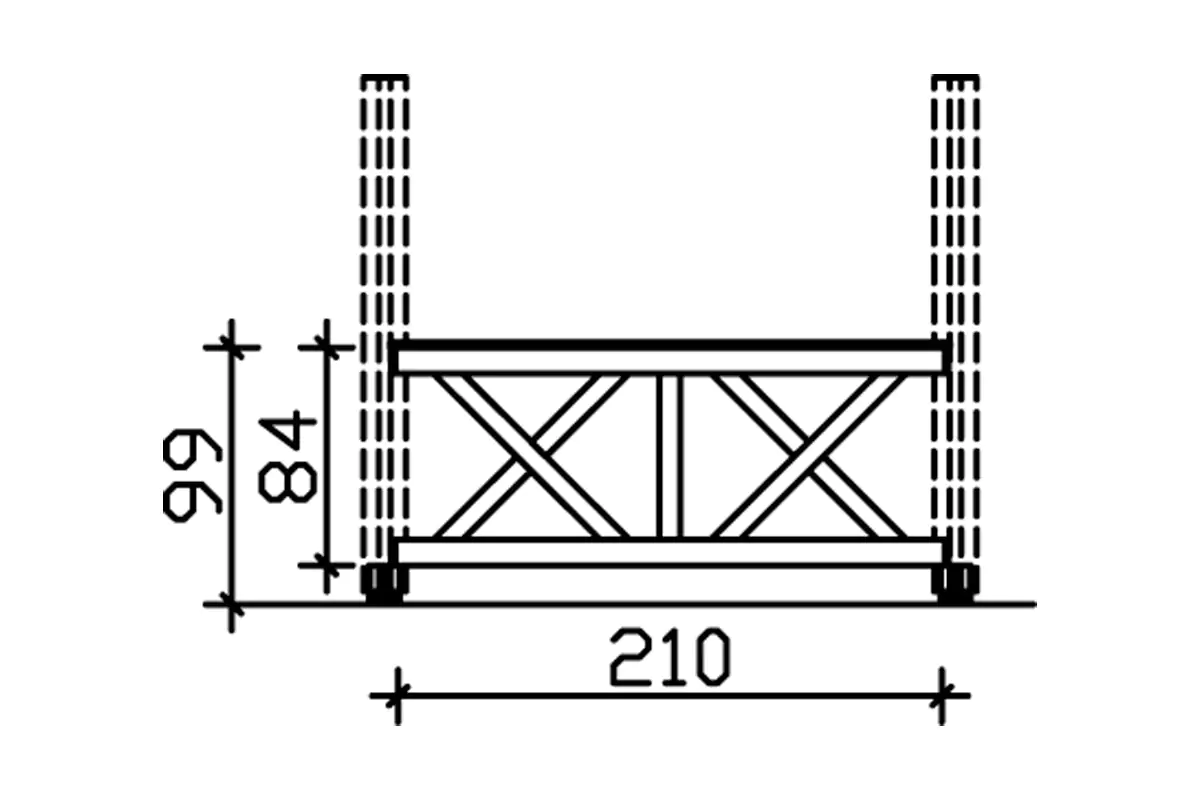 SKAN HOLZ Brüstung Andreaskreuz 210 x 84 cm, Fichte, natur