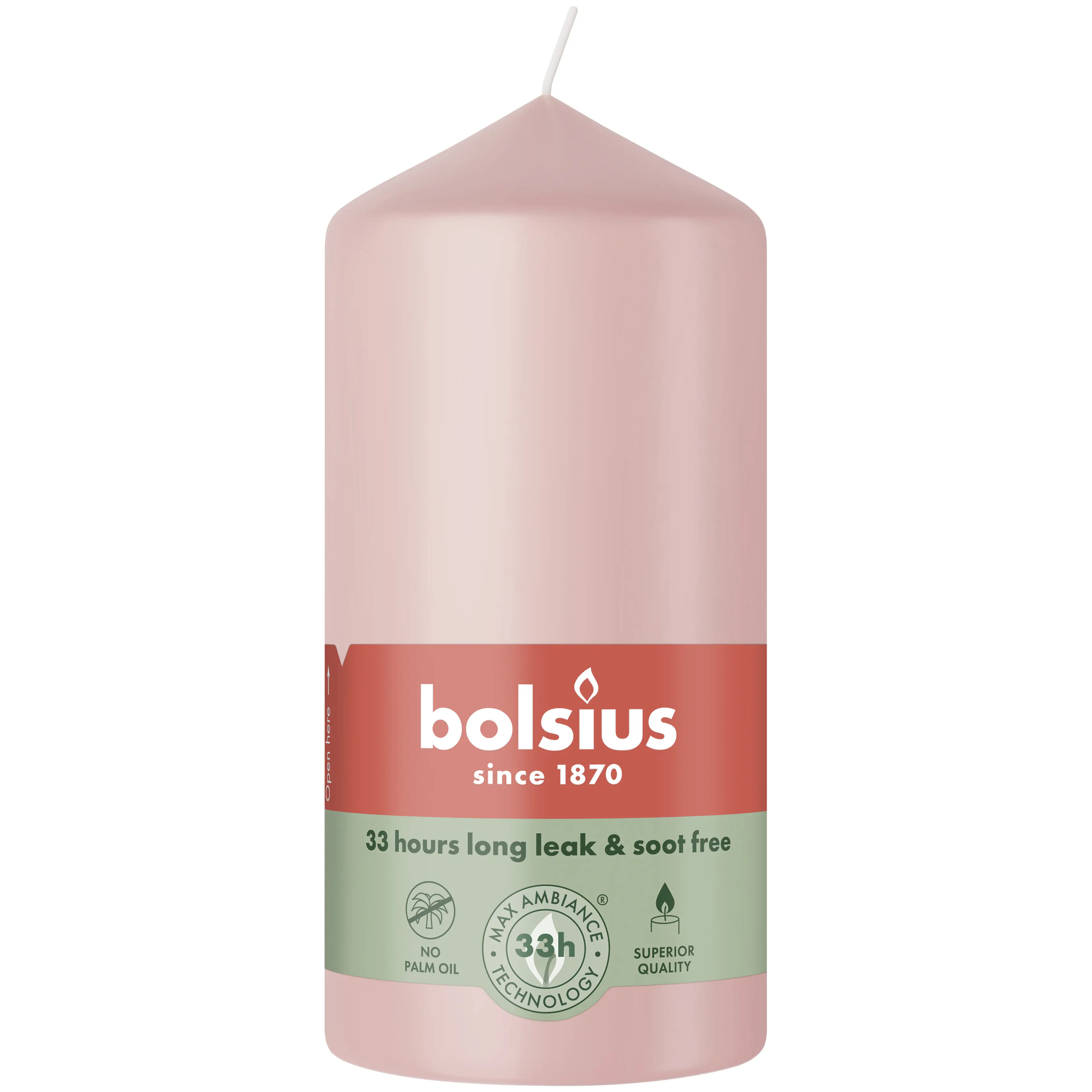 Bolsius Stumpenkerze rosa 12 cm Ø 5,8 cm 