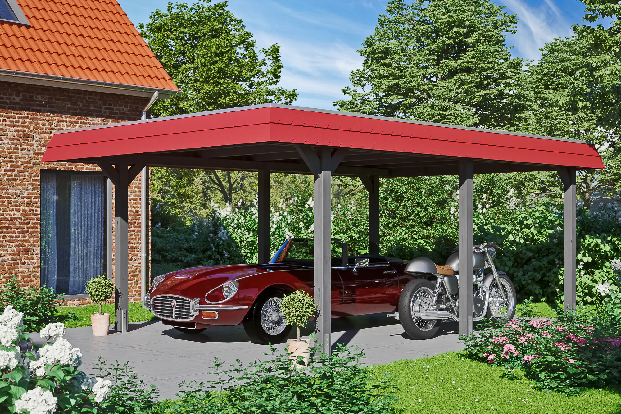 SKAN HOLZ Carport Wendland 409 x 628 cm mit EPDM-Dach