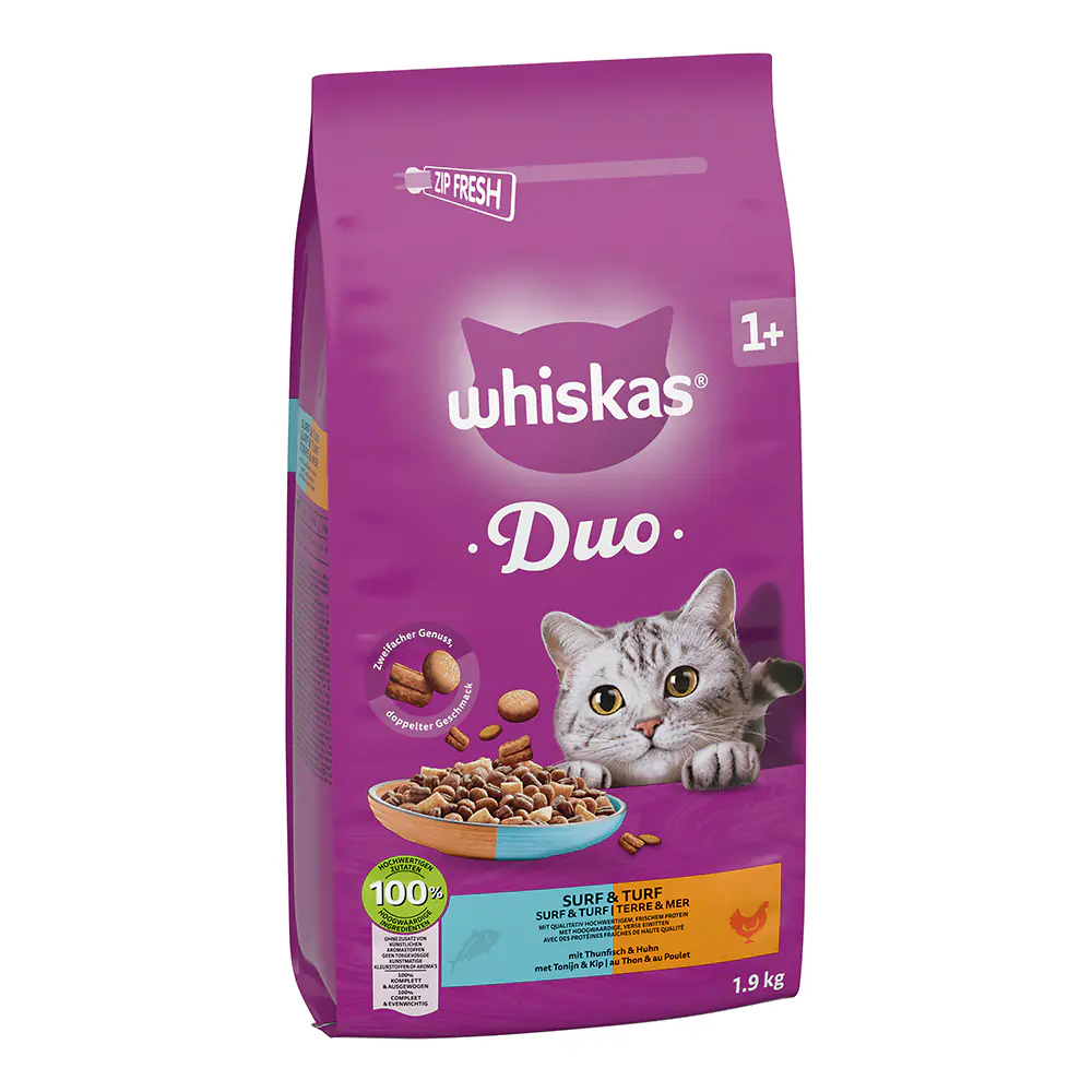 Whiskas Katzentrockenfutter Duo Adult 1,9 kg Thunfisch & Huhn 