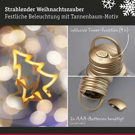 Paulmann LED-Weihnachtskugel Glas/Kunststoff Weihnachtsbaum Ø 10 cm braun/gold