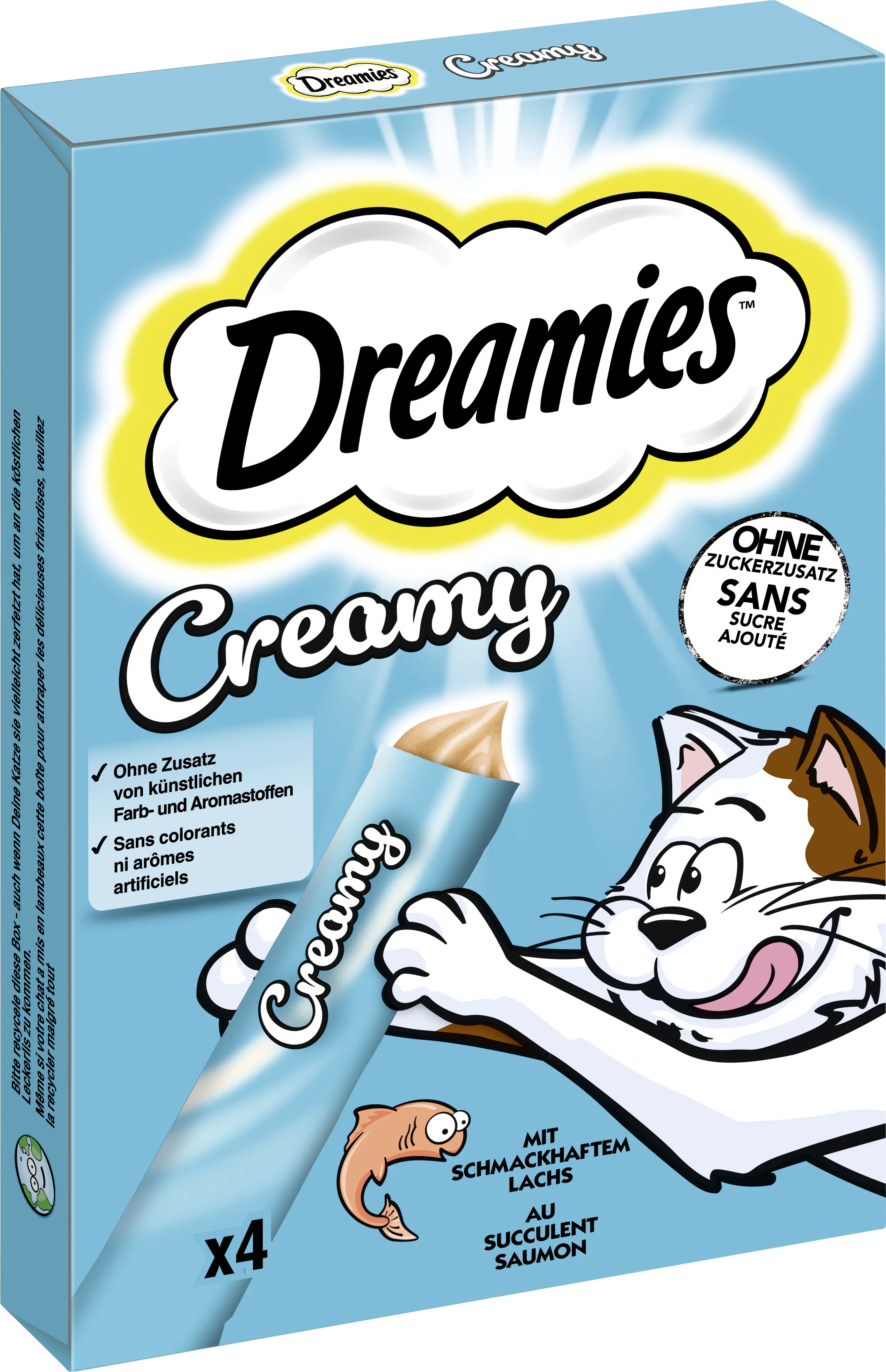 Dreamies Creamy Snacks mit Lachs Katzensnack 4 x 10 g Multipack
