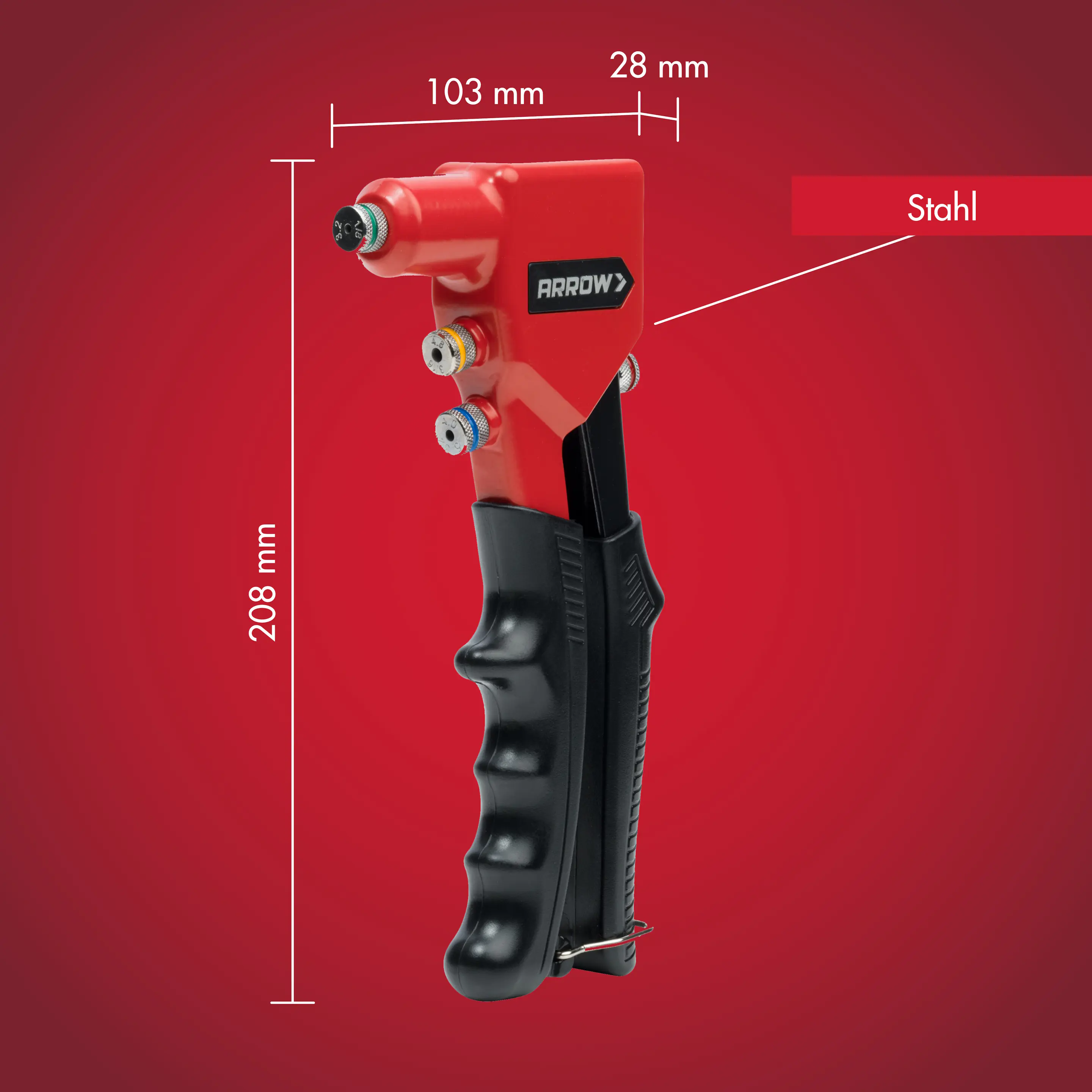 Arrow Blindnietzange RT188 20,8 cm inkl. 4 Mundstücke