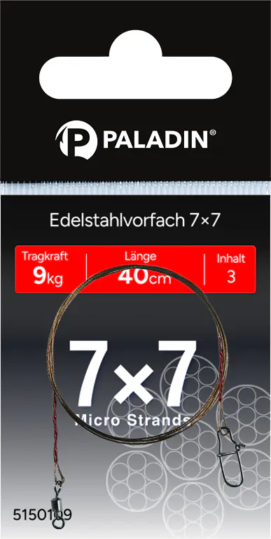 Paladin Edelstahlvorfach Wirbel+Snap Gr. 6 Tragkraft 15 kg L: 40cm 3 Stück