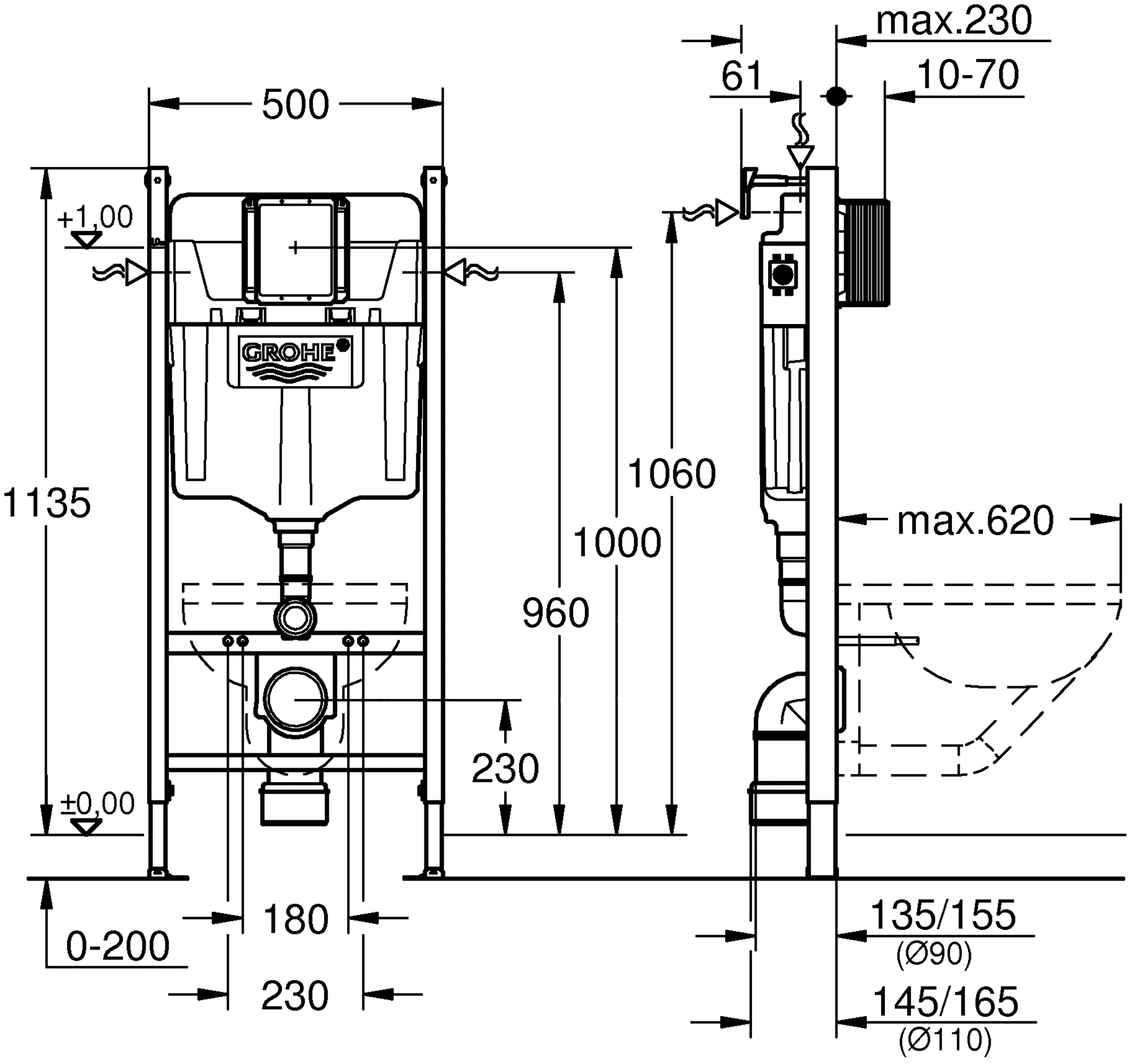Grohe Solido 2-in-1 Set für WC 50 x 113 cm chrom