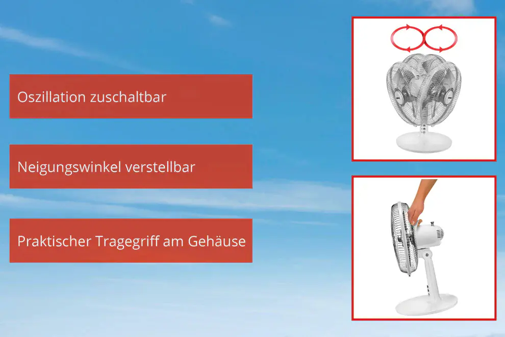 Unold Tischventilator Silverline Ø 25 cm 2 Stufen schwarz
