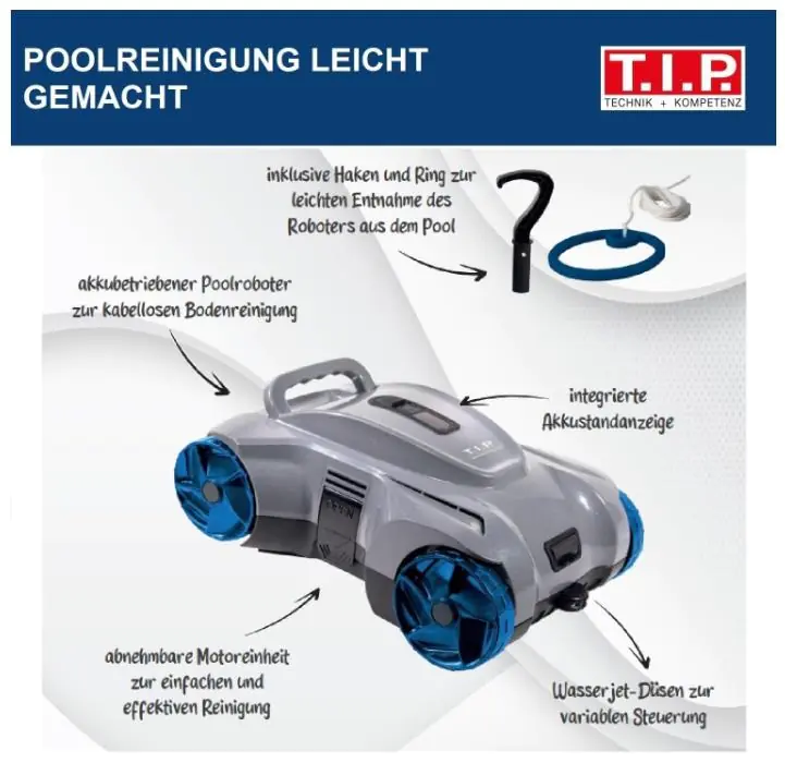 T.I.P. Akku Poolroboter R8 für Pools bis 50 m² T.I.P. Akku Poolroboter R8 für Pools bis 50 m²