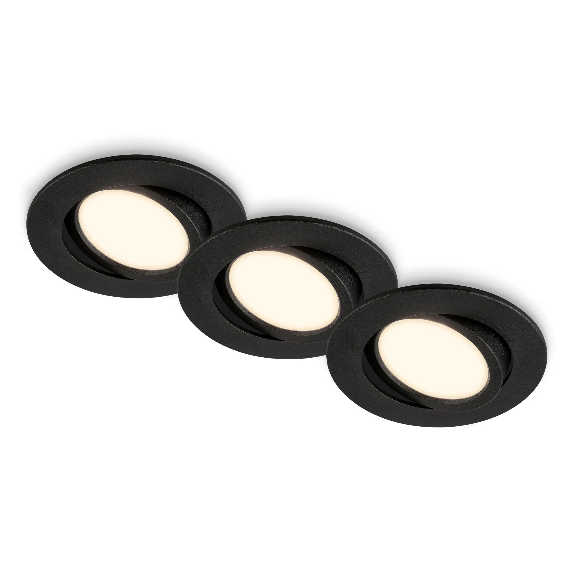 Briloner 3er Set LED Einbauleuchten Piwo schwarz Ø 8 cm