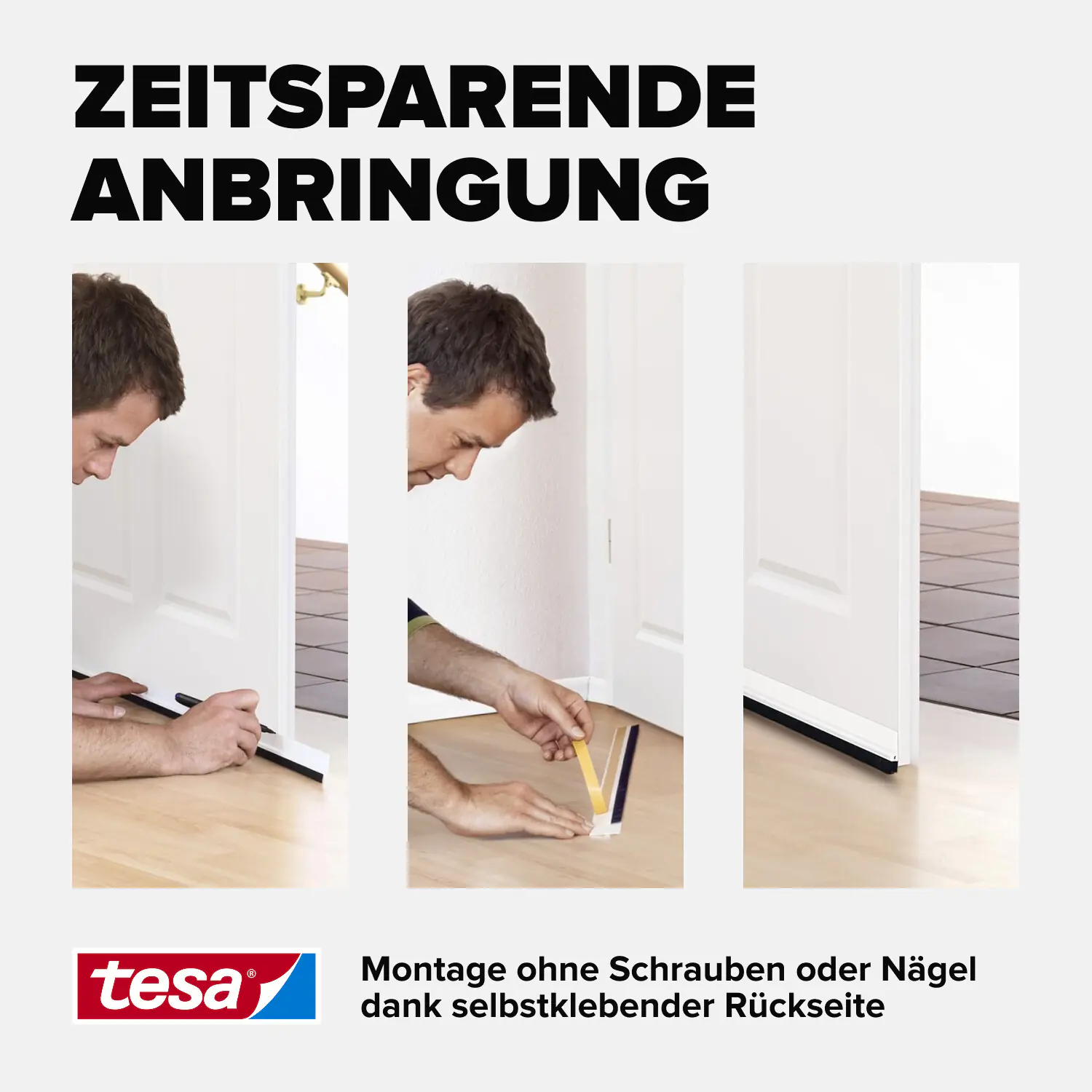 tesa Moll Türdichtschiene weiß, für Spalten bis 12 mm
