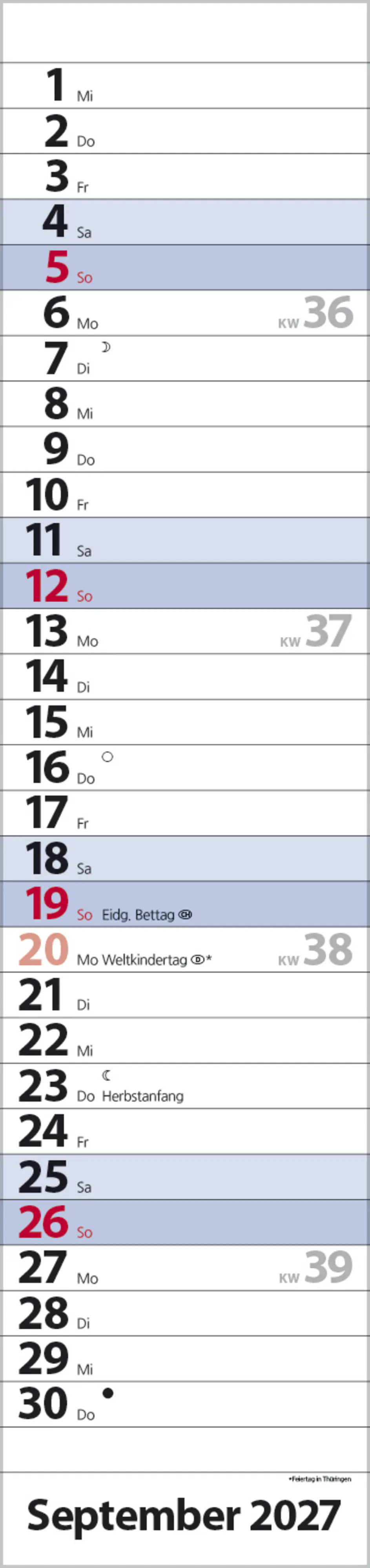 Korsch Kalender Streifenplaner Compact 2027 blau