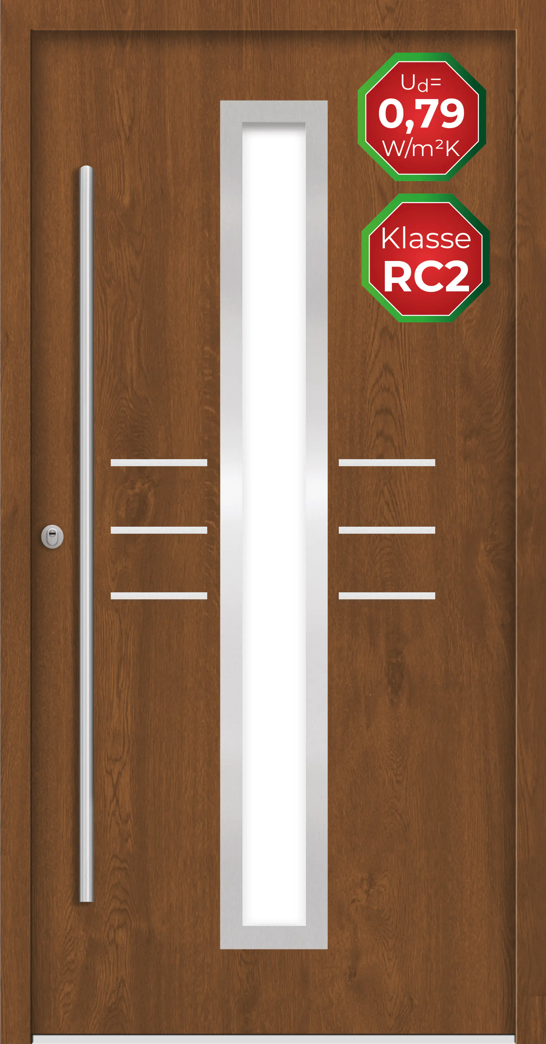 Splendoor Haustür Passivedoor Premium B07 RC2 Golden Oak DIN Links 100 x 210 cm