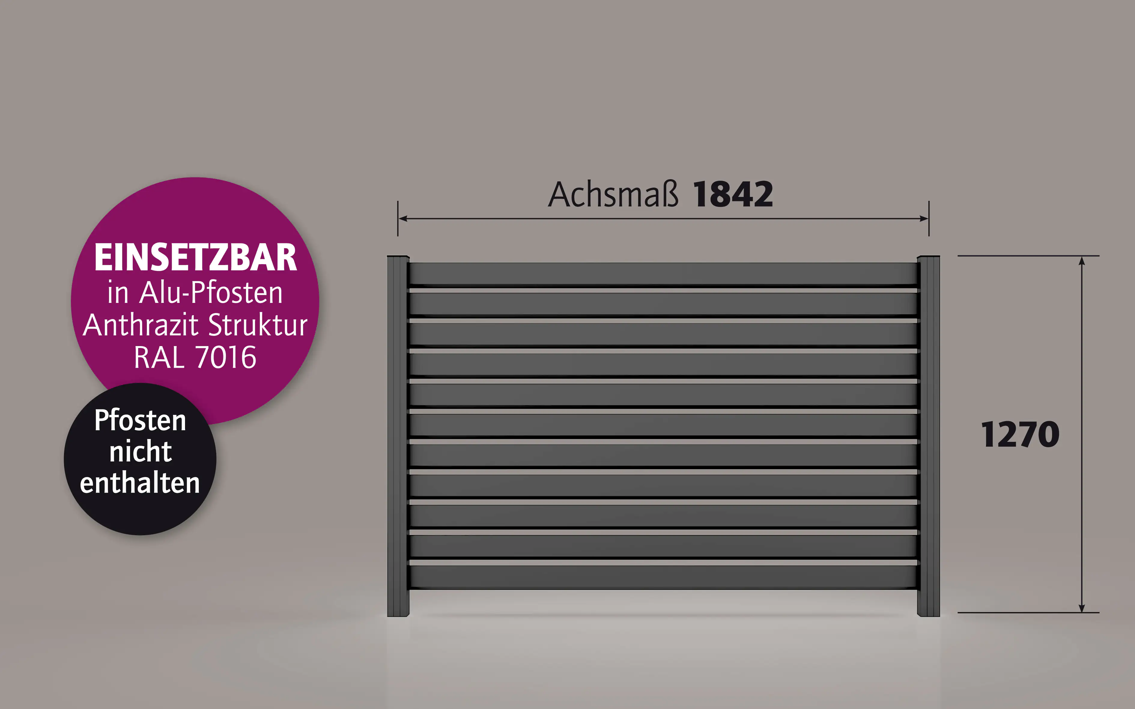 Ambiente Alu-Zaun Rhombus 90 MIDI B x H: 180 cm x 120 cm 22 mm stark