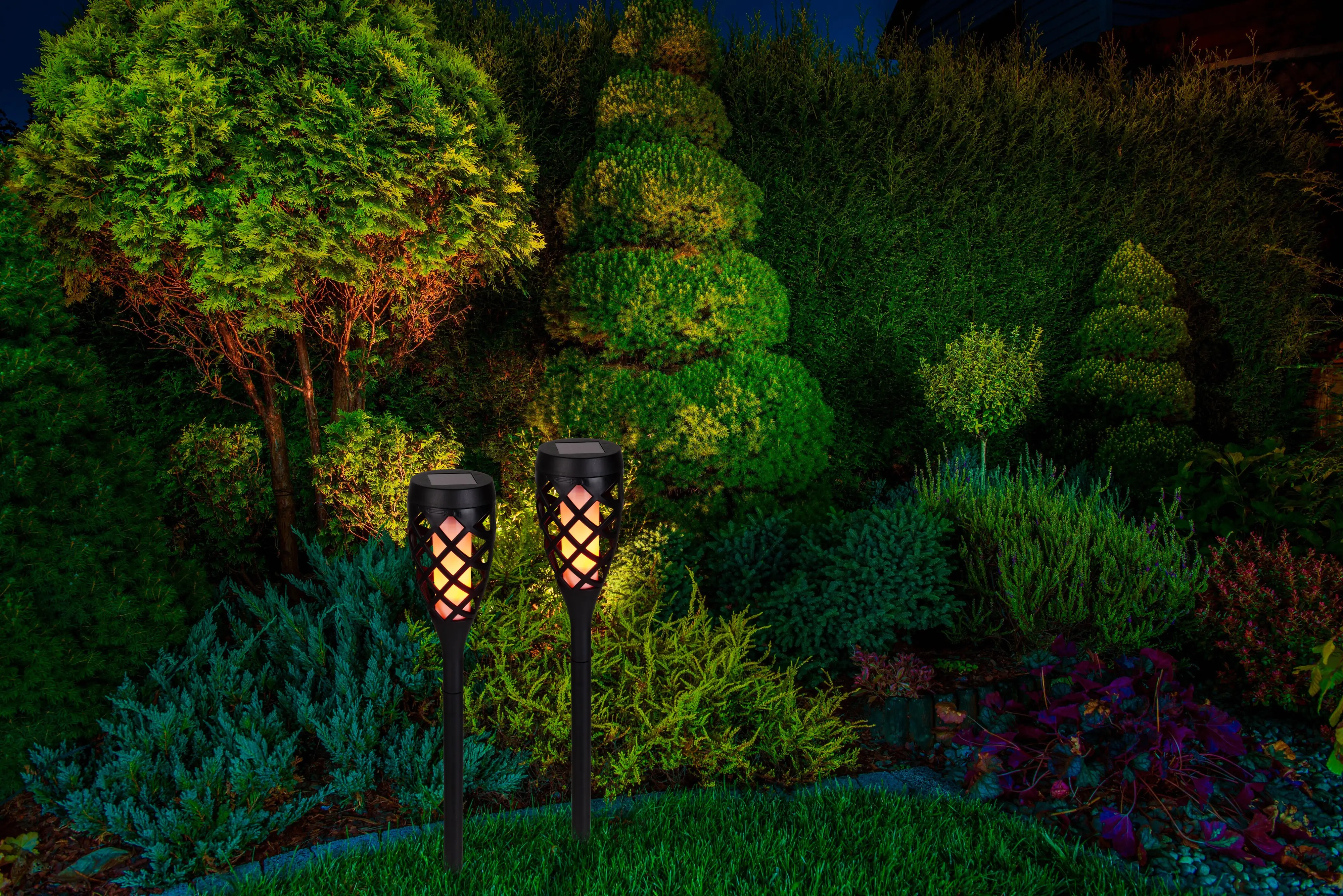 Light & More LED Solarfackel mit Erdspieß und Flammeneffekt