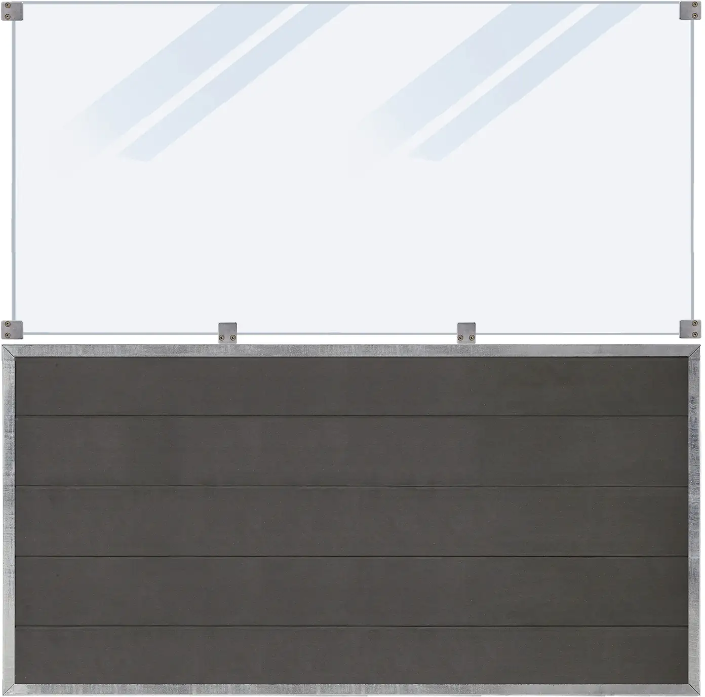 Plus WPC Zaun Futura mit Glas 180 x 145 cm Schiefergrau Plus WPC Zaun Futura mit Glas 180 x 145 cm Schiefergrau