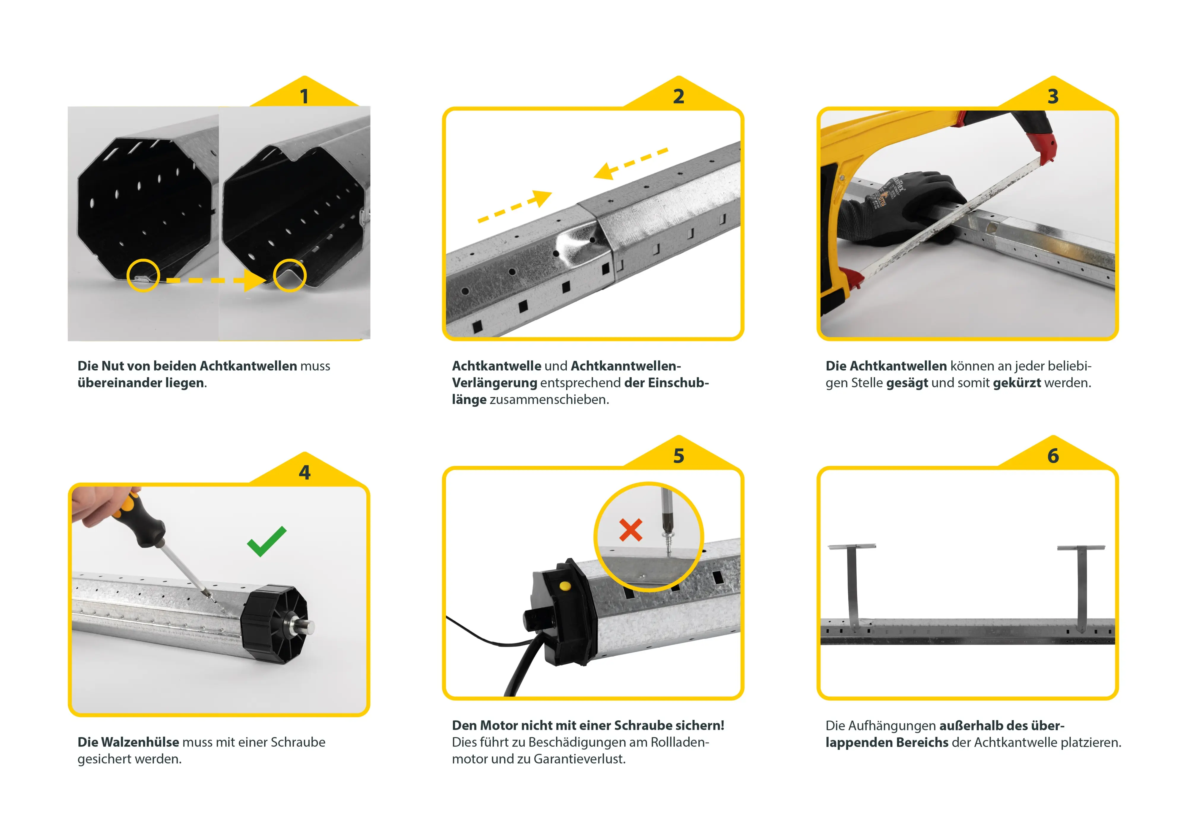 Schellenberg Rolladenwelle Maxi, 6 x 100 cm Achtkantige Stahlrohrwelle