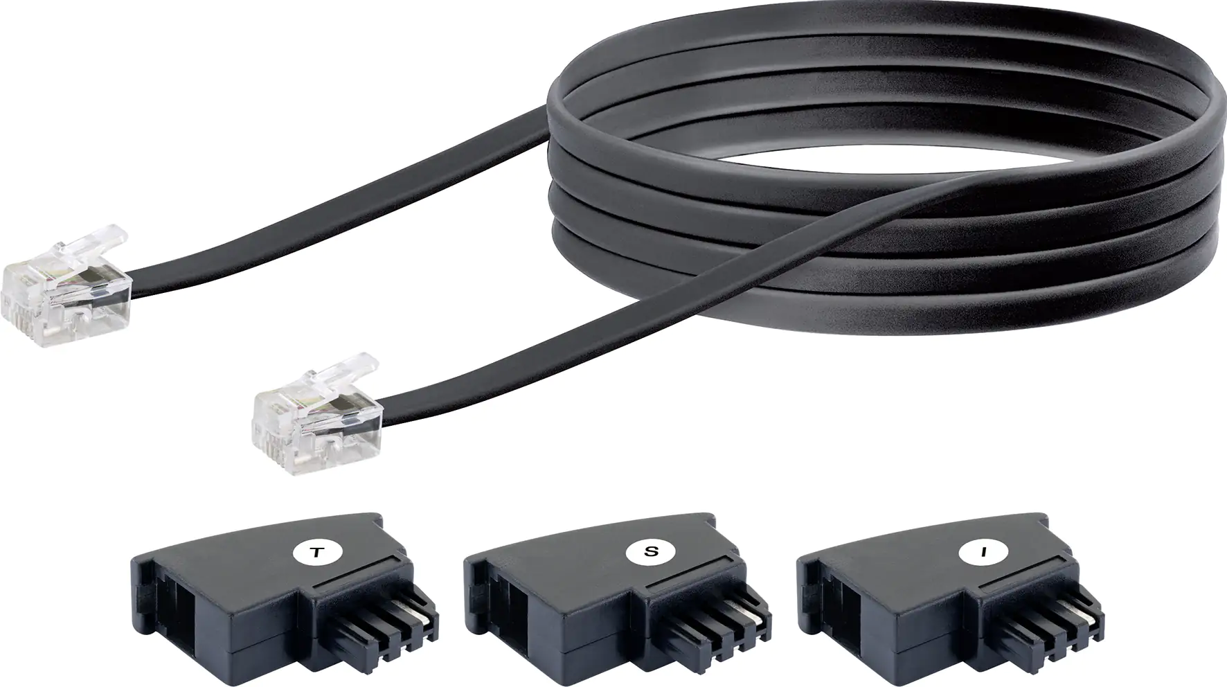 Schwaiger Telefon Anschlusskabel TAL6306 533 TAE (F) RJ11 schwarz, 6,0m, 3x TAE (F) / 1x RJ11 Schwaiger Telefon Anschlusskabel TAL6306 533 TAE (F) RJ11 schwarz, 6,0m, 3x TAE (F) / 1x RJ11