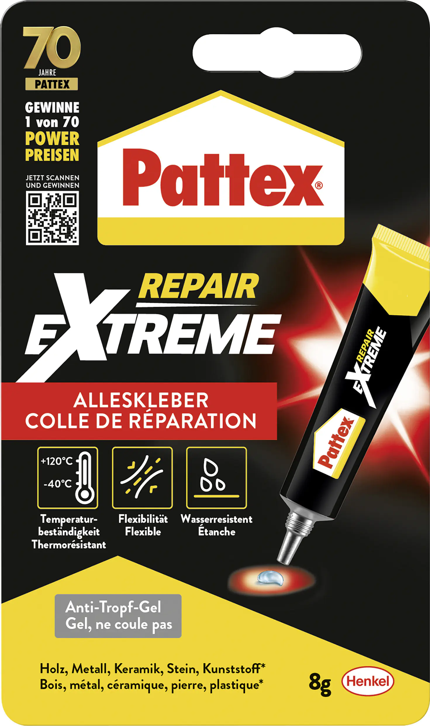 Pattex Repair Extreme Alleskleber-Gel 8 g Tube, kristallklar