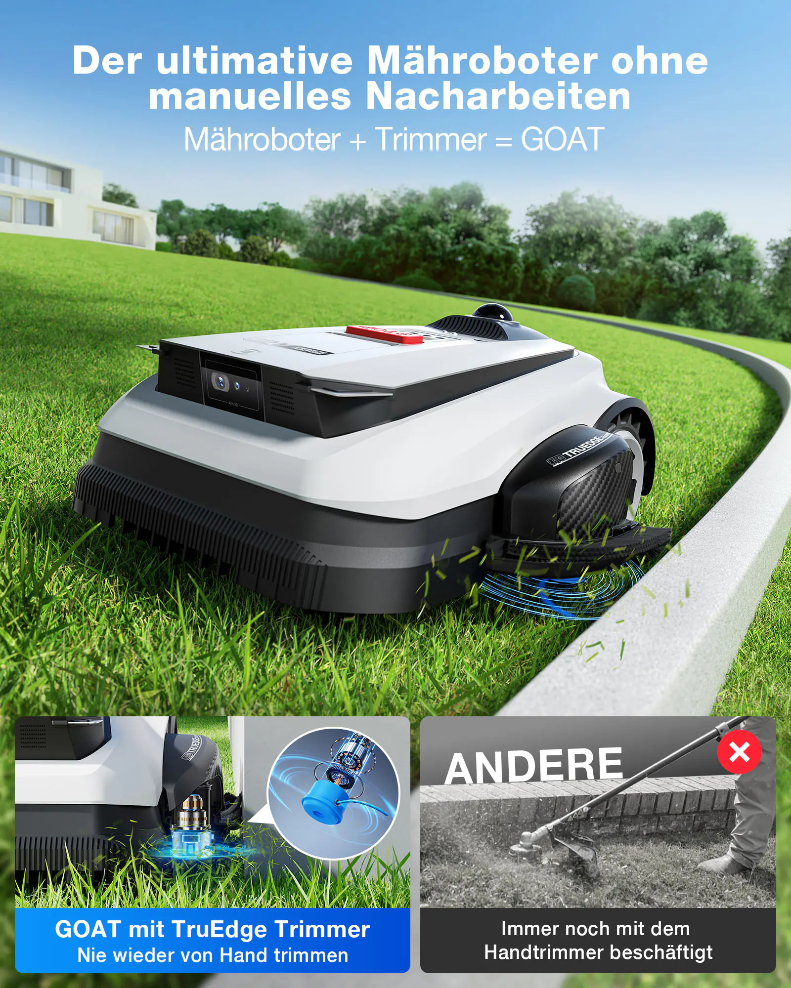 ECOVACS Mähroboter GOAT A1600 LiDAR Pro - 33 cm Schnittbreite 1600 m² 32 V